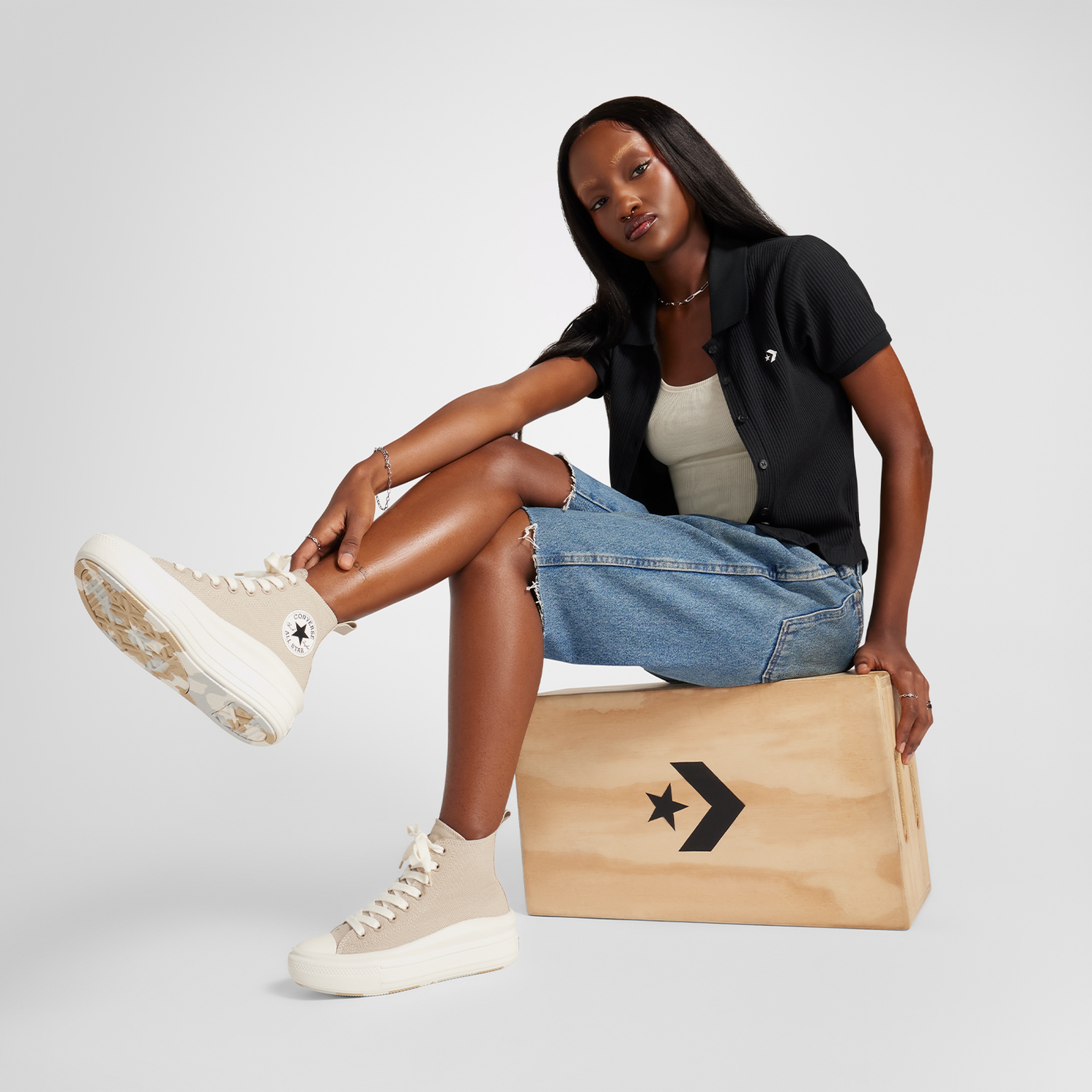 Converse Chuck Taylor All Star Move Platform Kadın Bej/Siyah Sneaker