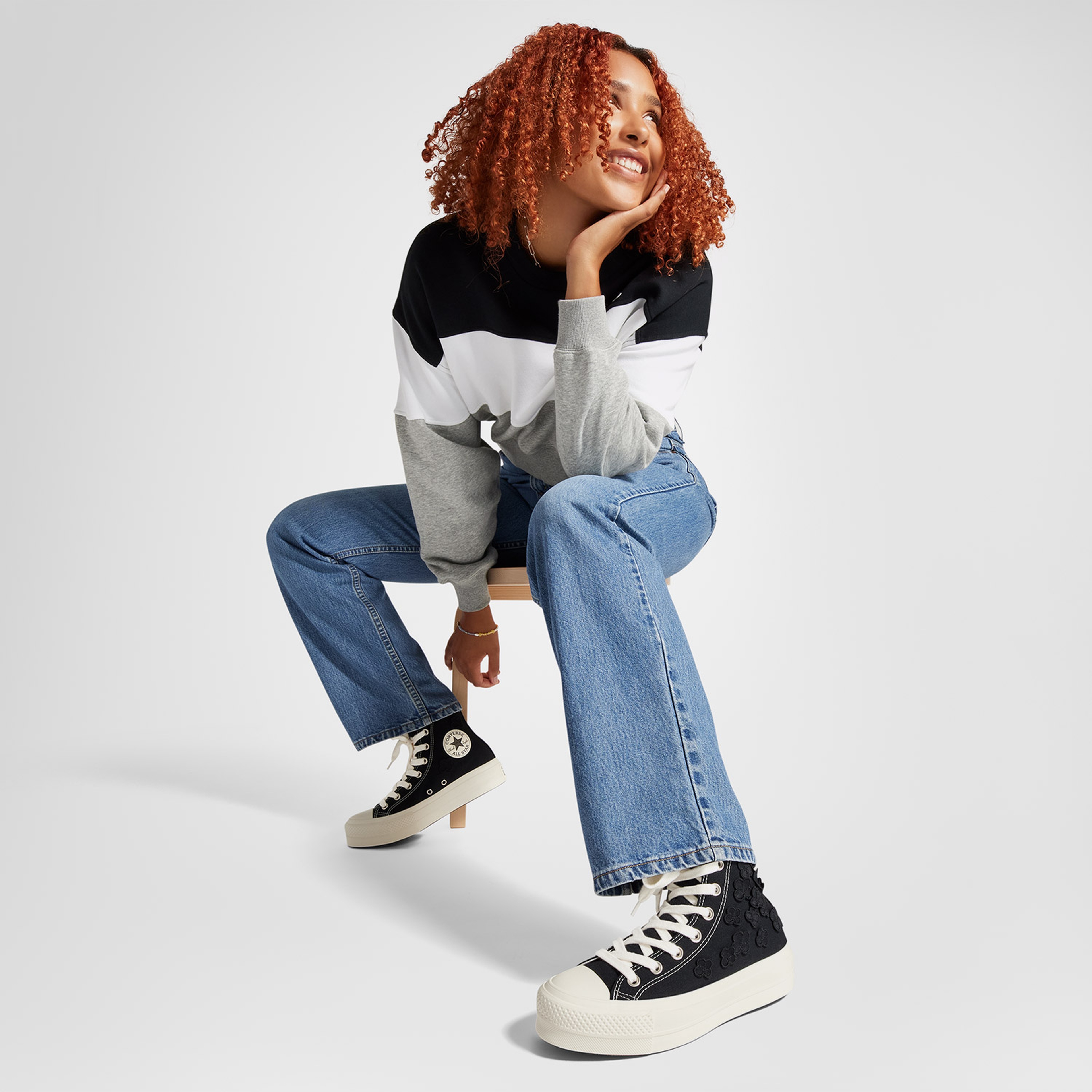 Converse Chuck Taylor All Star Lift 3D Flowers Kadın Siyah Sneaker