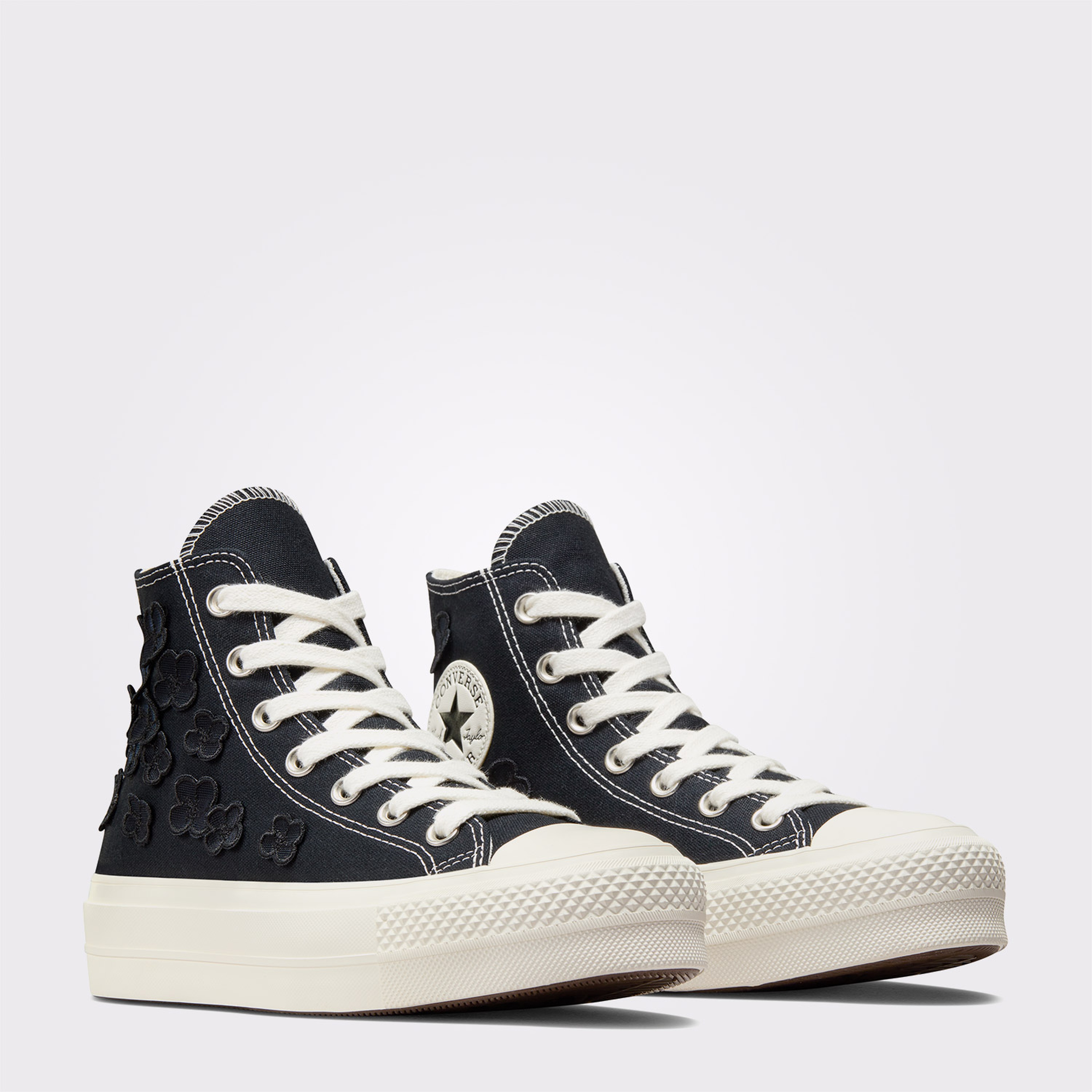 Converse Chuck Taylor All Star Lift 3D Flowers Kadın Siyah Sneaker