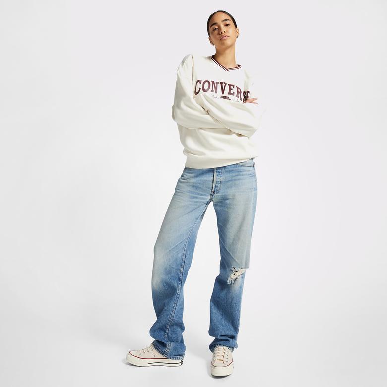 Converse Retro Oversized Kadın Krem Sweatshirt
