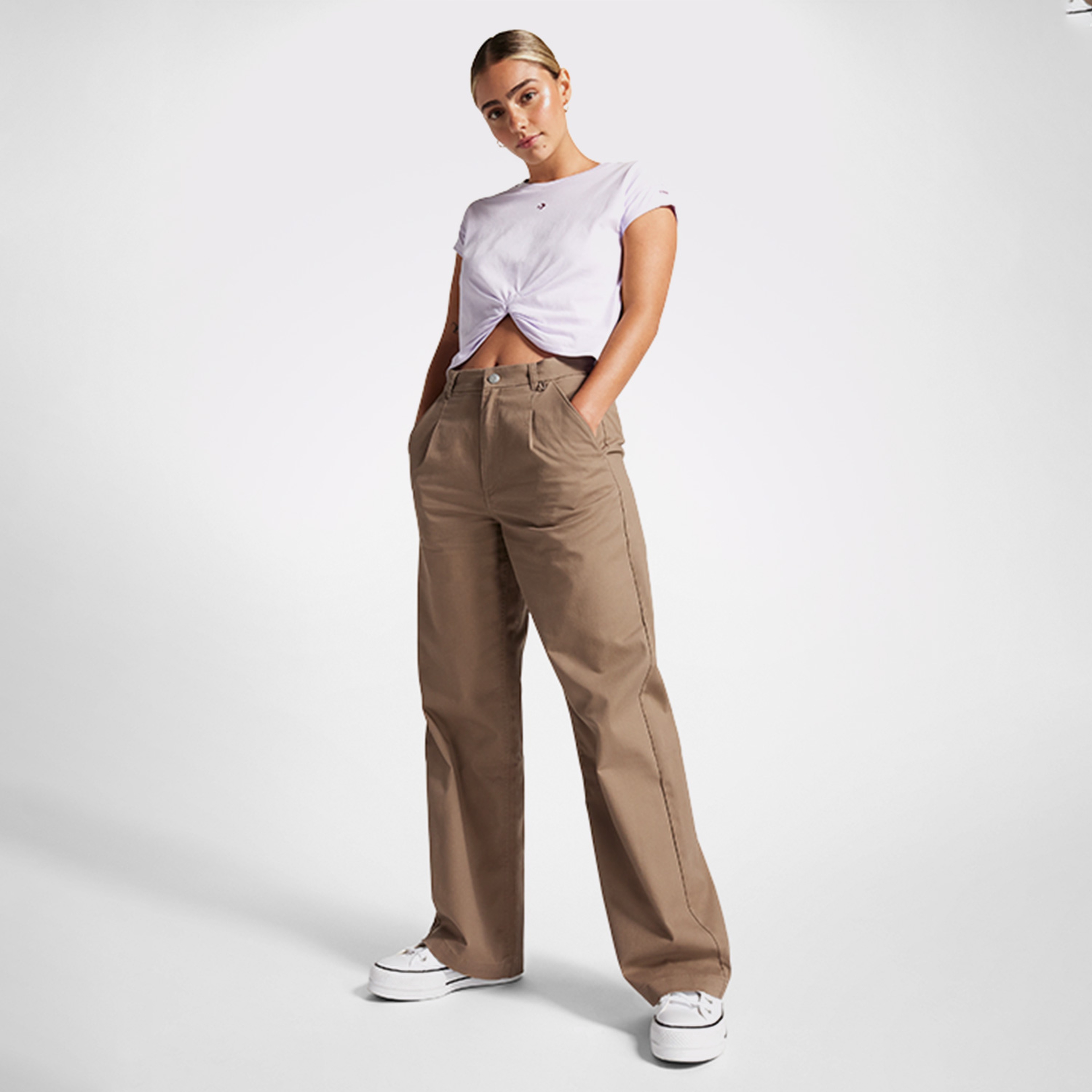 Converse Relaxed Wide Leg Kadın Bej Pantolon