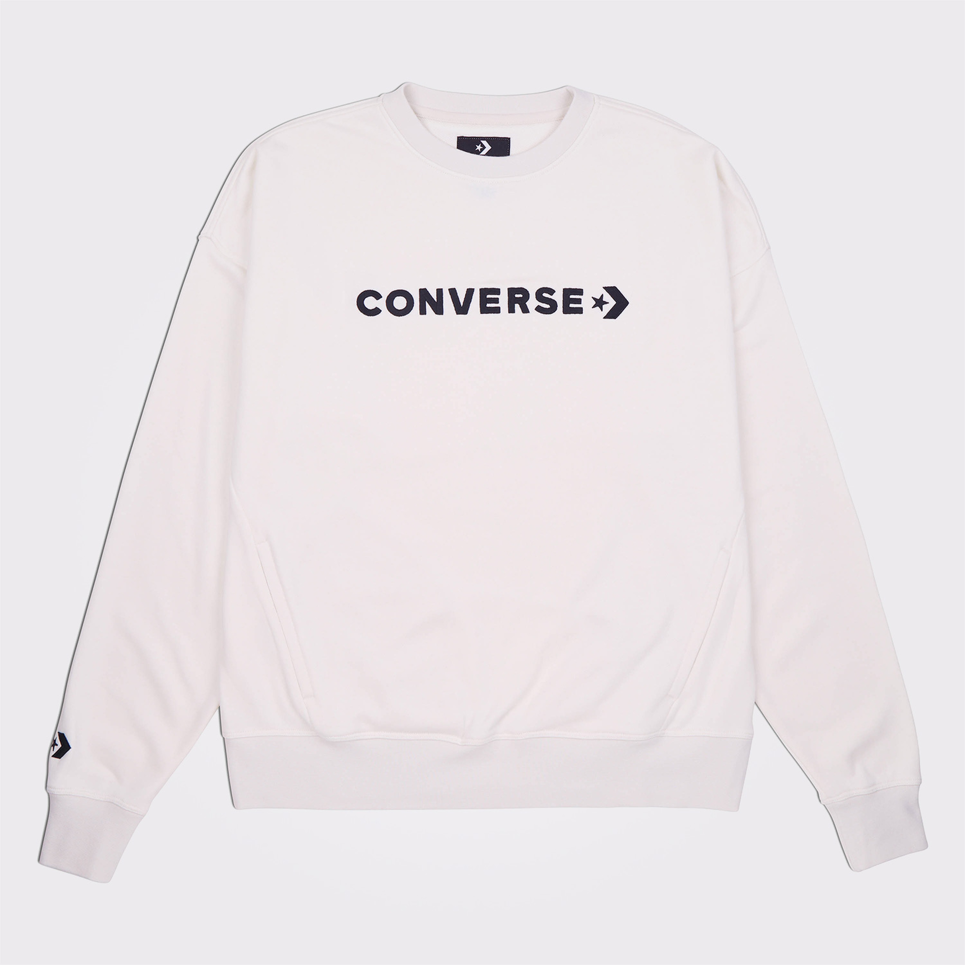 Converse Wordmark Boyfriend Crew Kadın Krem Sweatshirt