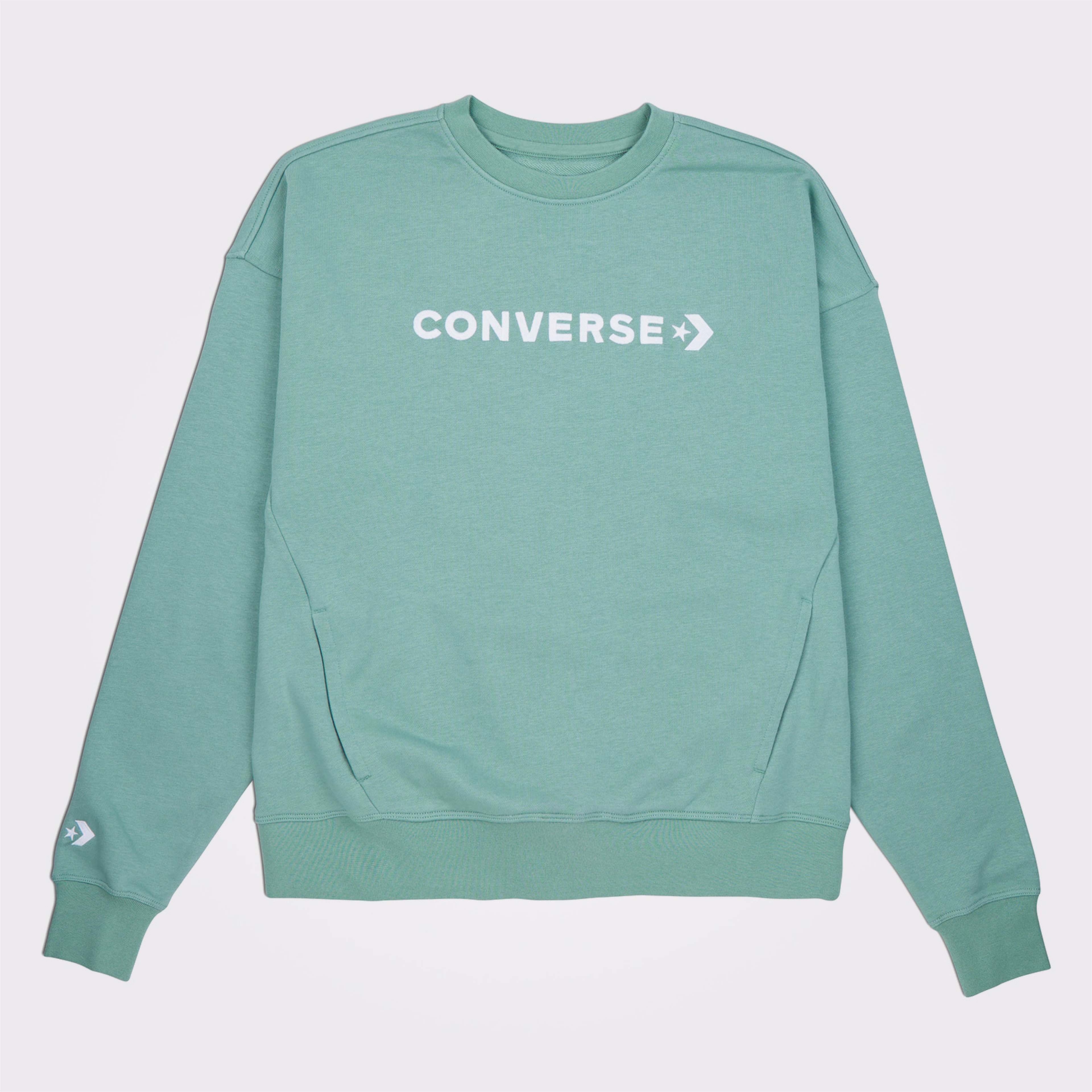 Converse Wordmark Boyfriend Crew Kadın Turkuaz Sweatshirt