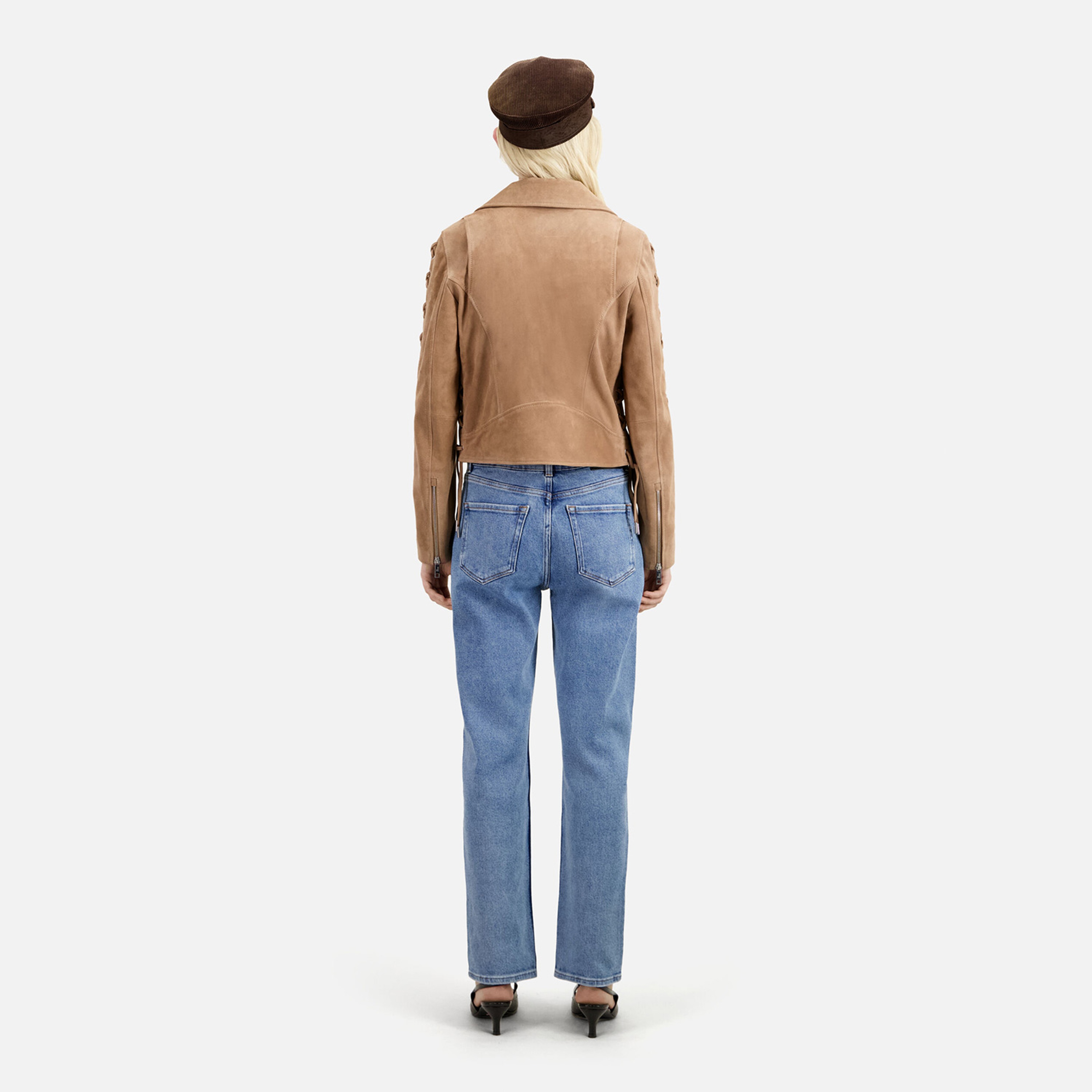 KADIN BEJ SÜET BIKER CEKET