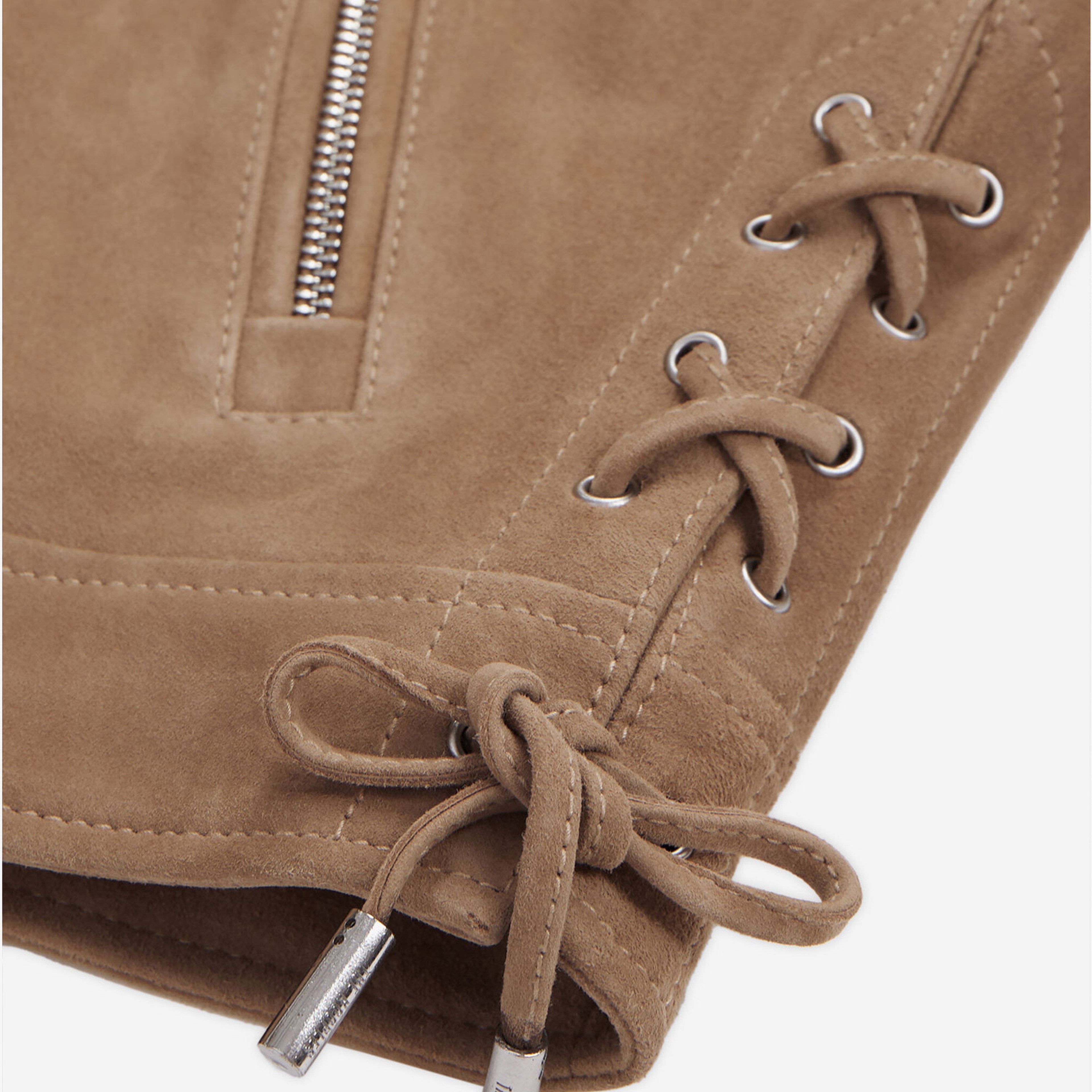 KADIN BEJ SÜET BIKER CEKET