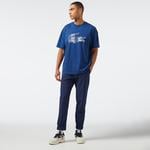 Erkek Relaxed Fit Bisiklet Yaka Baskılı Lacivert T-Shirt
