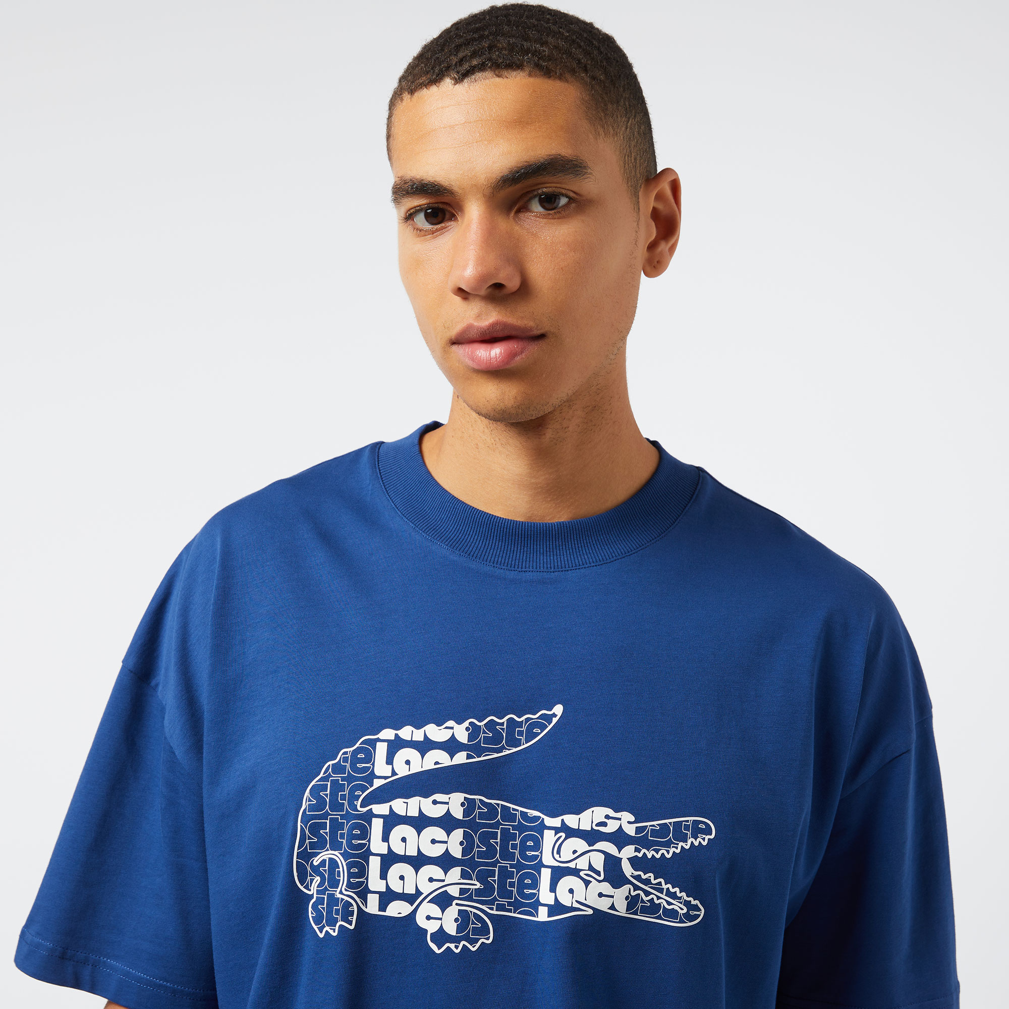 Erkek Relaxed Fit Bisiklet Yaka Baskılı Lacivert T-Shirt2