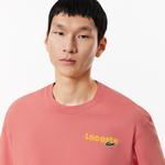 Erkek Classic Fit Bisiklet Yaka Baskılı Pembe T-Shirt
