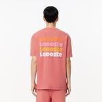Erkek Classic Fit Bisiklet Yaka Baskılı Pembe T-Shirt