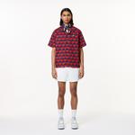 Erkek Relaxed Fit Kısa Kollu Monogram Bordo Gömlek