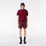 Erkek Regular Fit Polo Yaka Monogram Bordo Triko