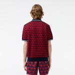 Erkek Regular Fit Polo Yaka Monogram Bordo Triko