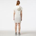 Kadın Straight Fit Kapüşonlu Beyaz Elbise