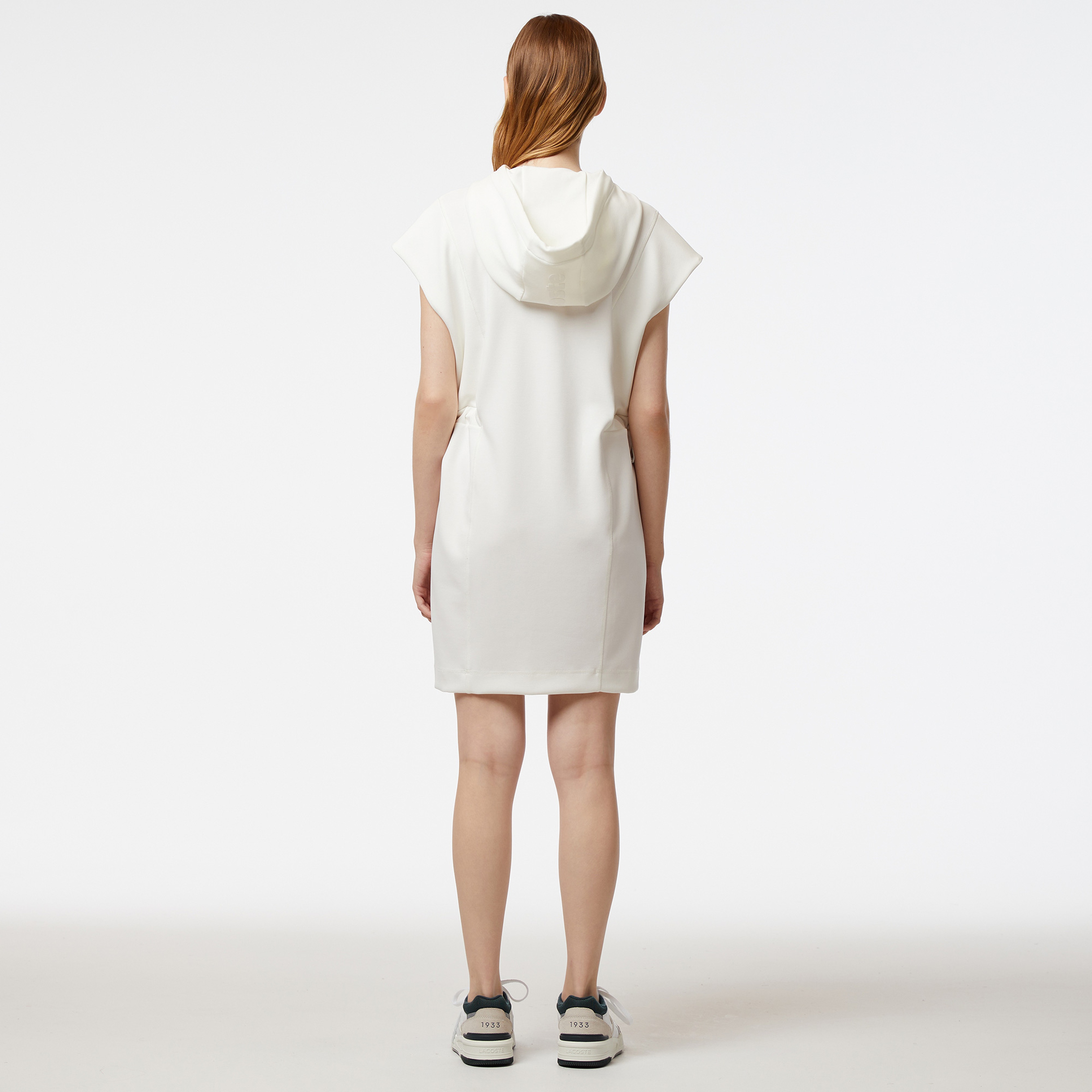 Kadın Straight Fit Kapüşonlu Beyaz Elbise