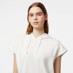 Kadın Straight Fit Kapüşonlu Beyaz Elbise