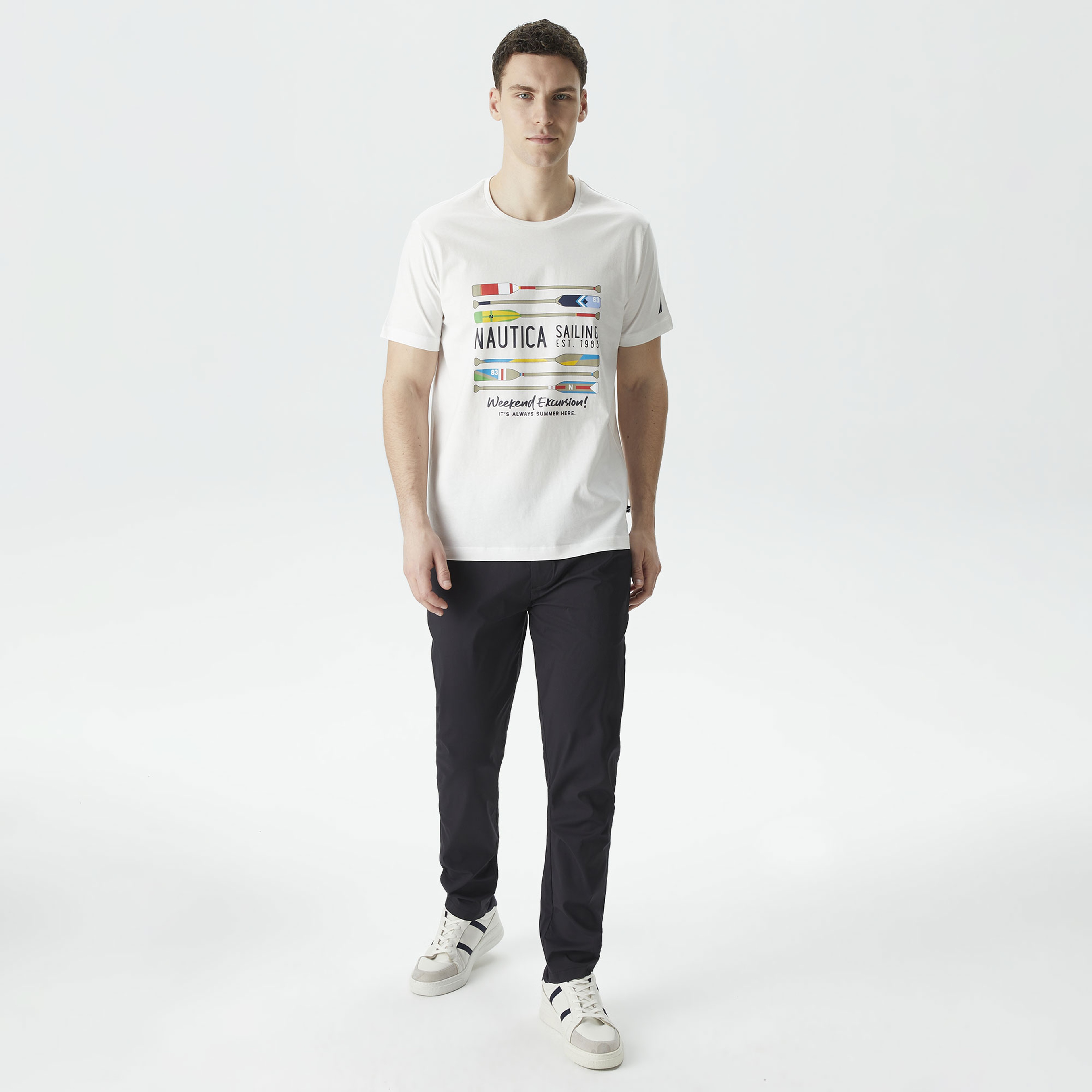 Nautica Erkek Beyaz Standart Fit T-Shirt
