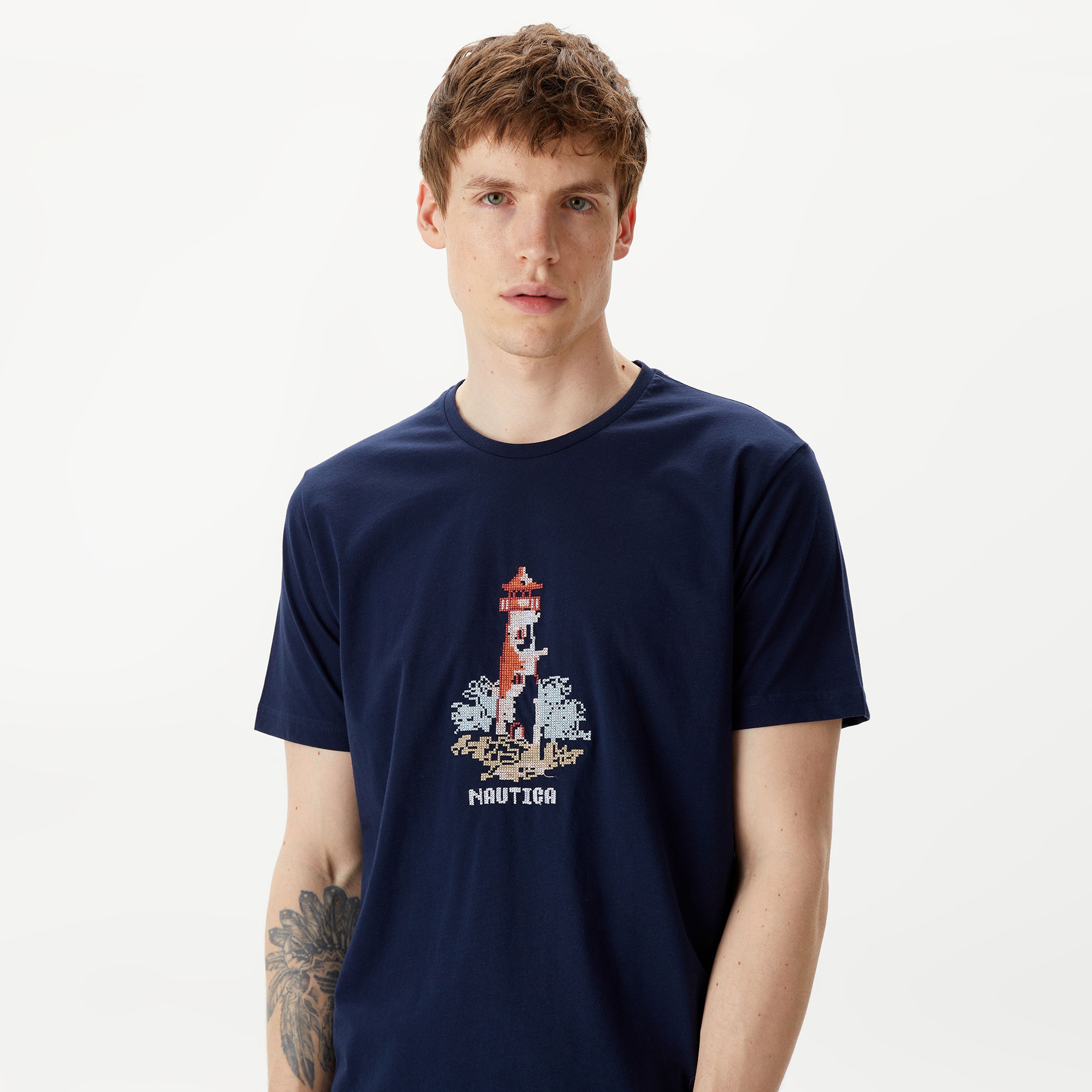 Nautica Erkek Lacivert Standart Fit T-Shirt