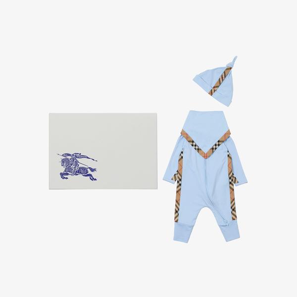 Burberry Çocuk Mavi  Bebek Seti