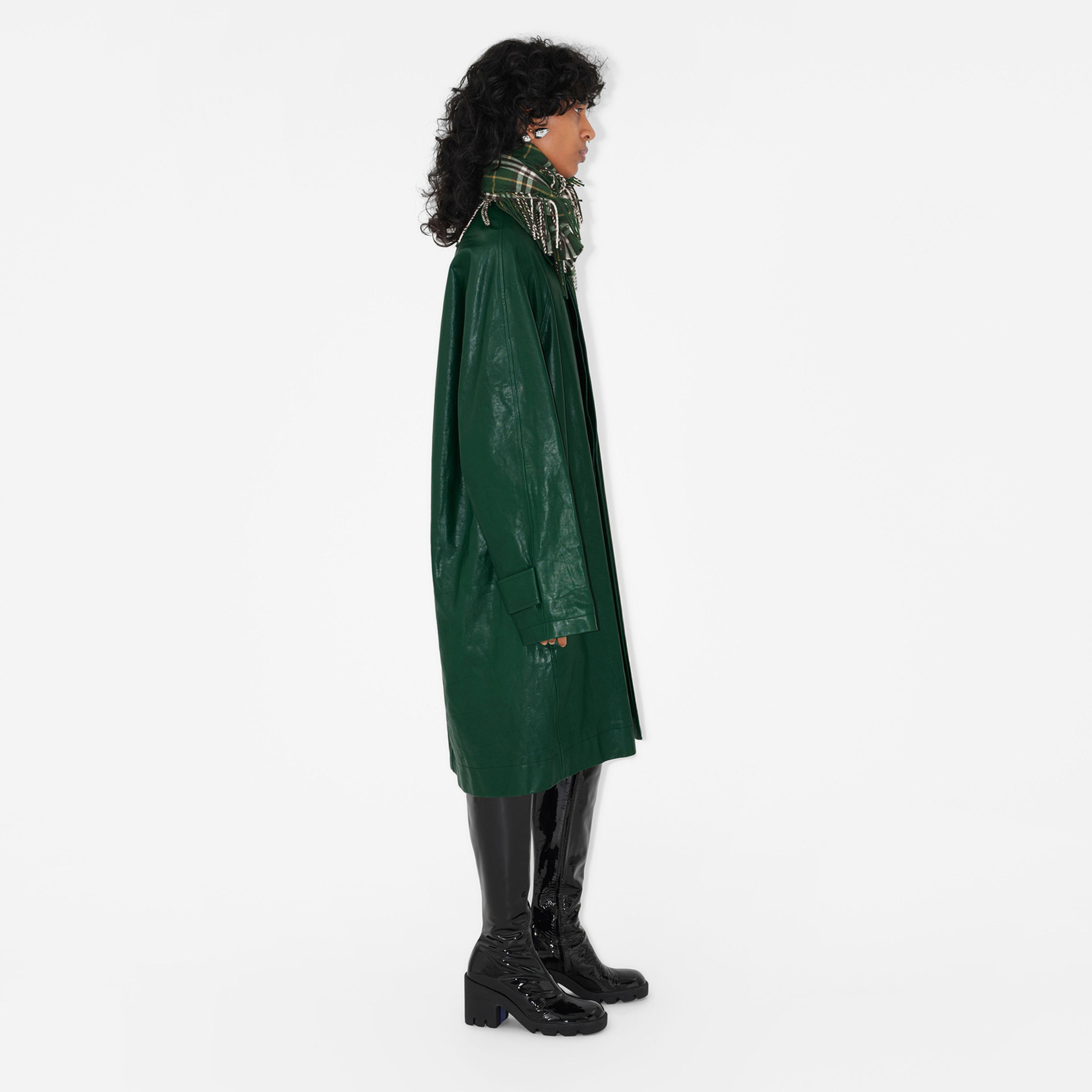 Kadın Yeşil Deri Mont