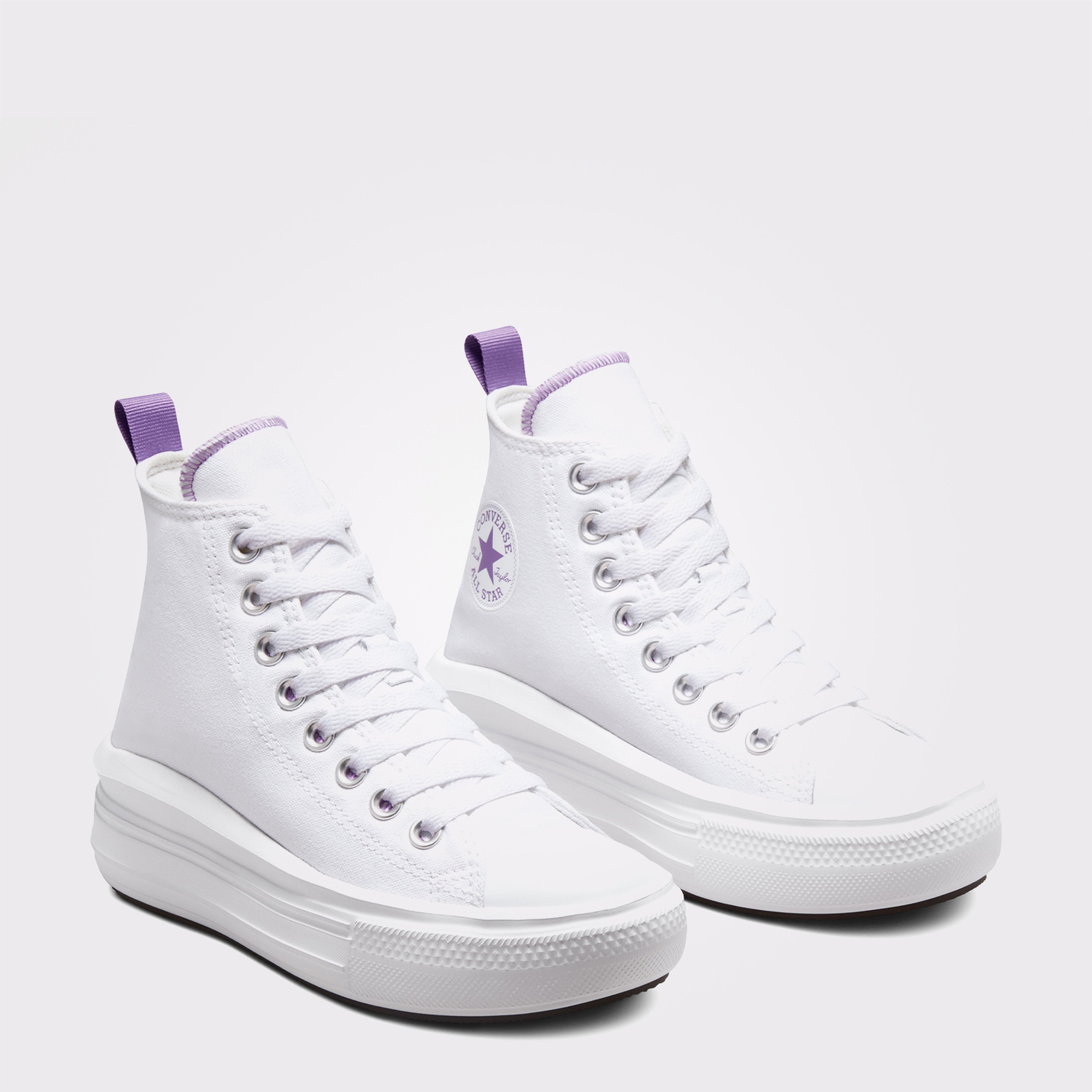 Converse Chuck Taylor All Star Move Platform Çocuk Mor Detaylı Beyaz Sneaker
