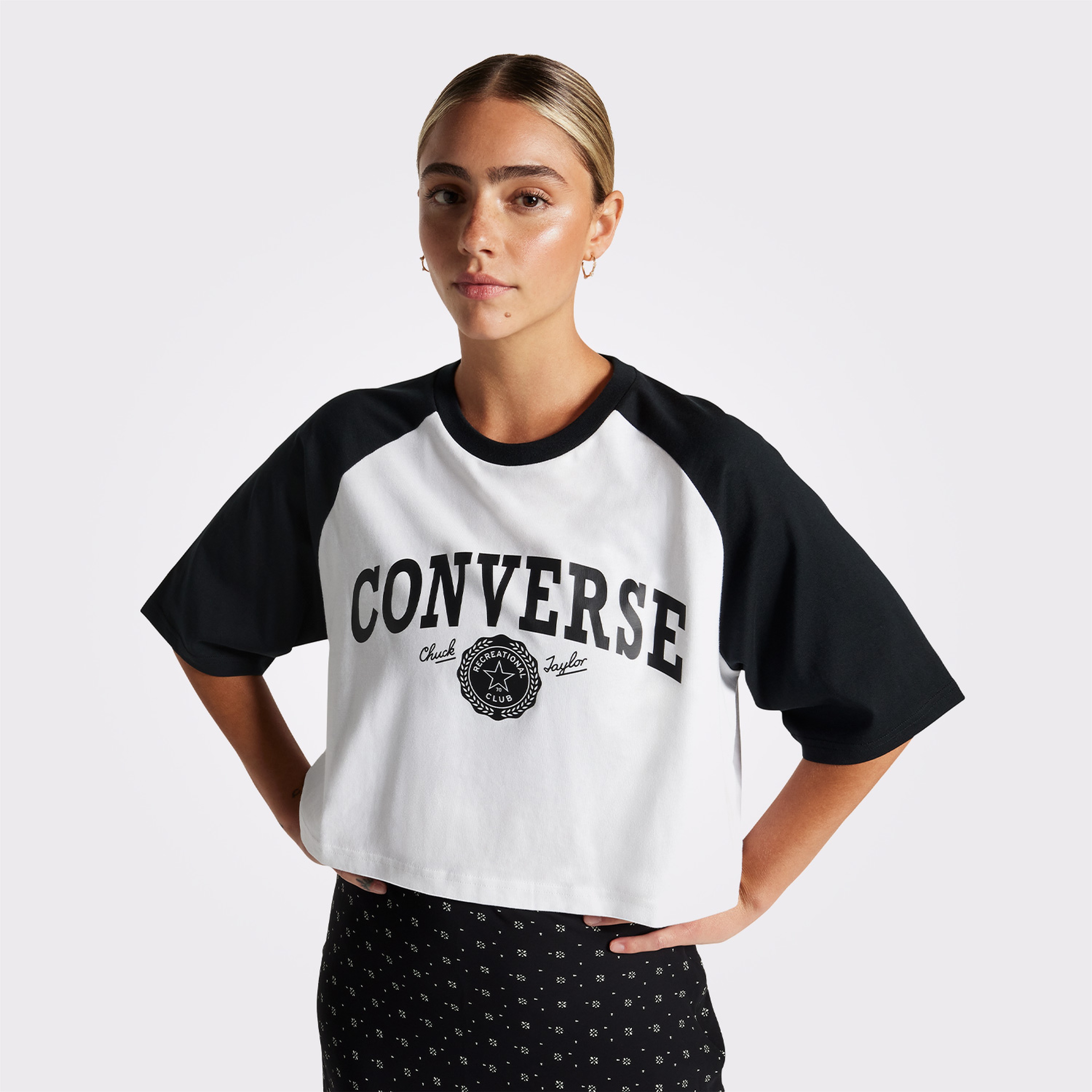 Converse Retro Cropped Kadın Beyaz Crop T-Shirt