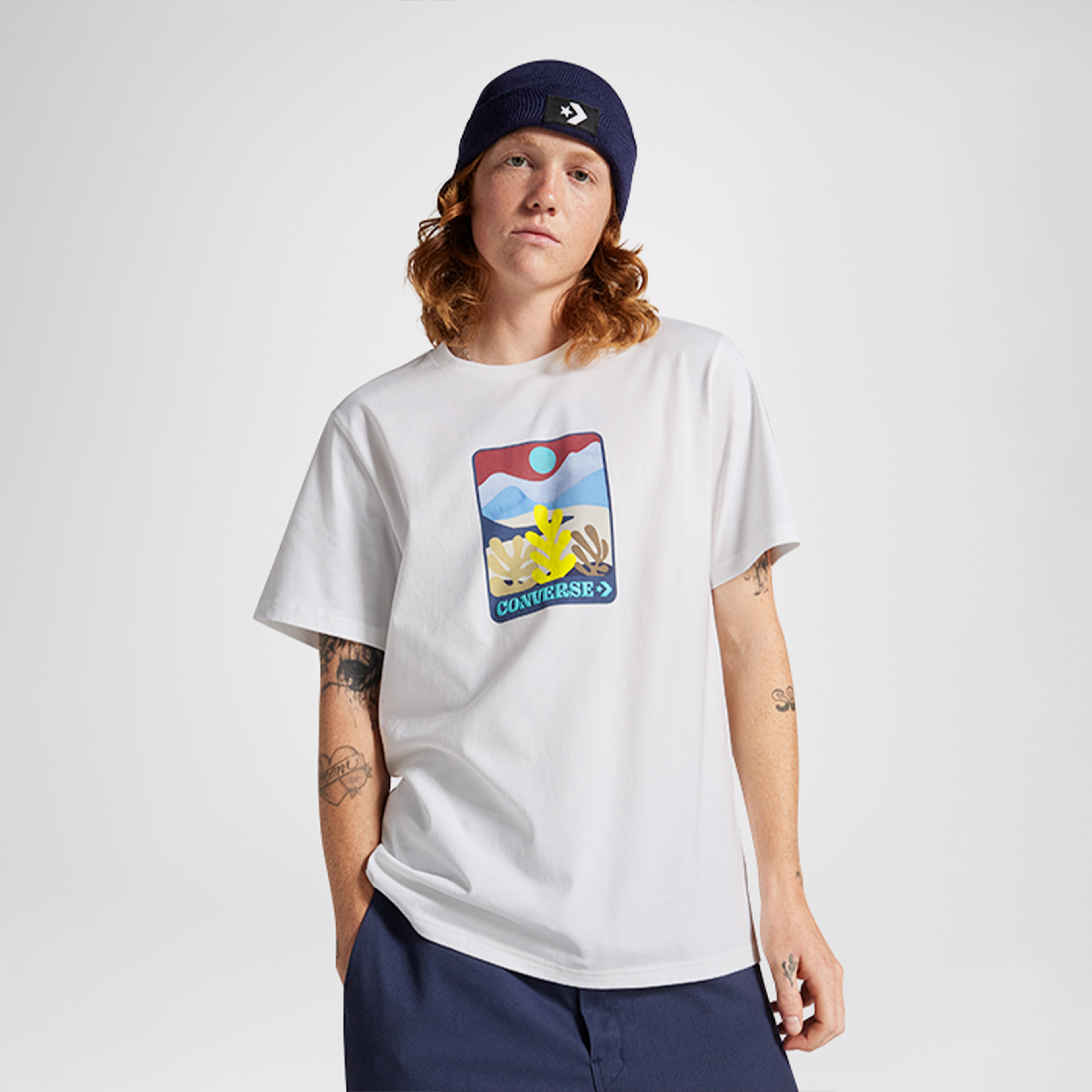 Converse Colorful Sunrise Erkek Beyaz T-Shirt