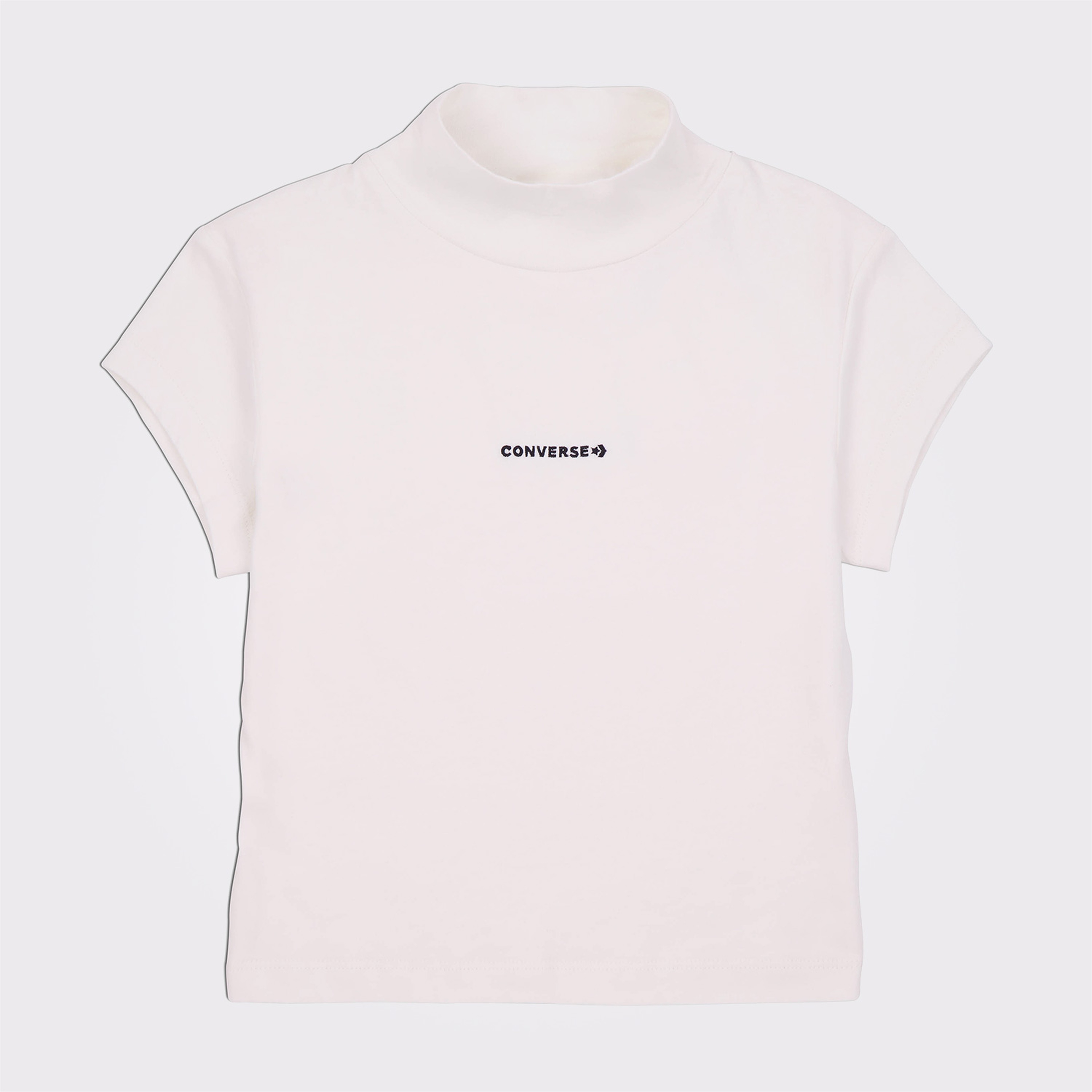 Converse Wordmark Short Sleeve Top Kadın Krem Crop T-Shirt
