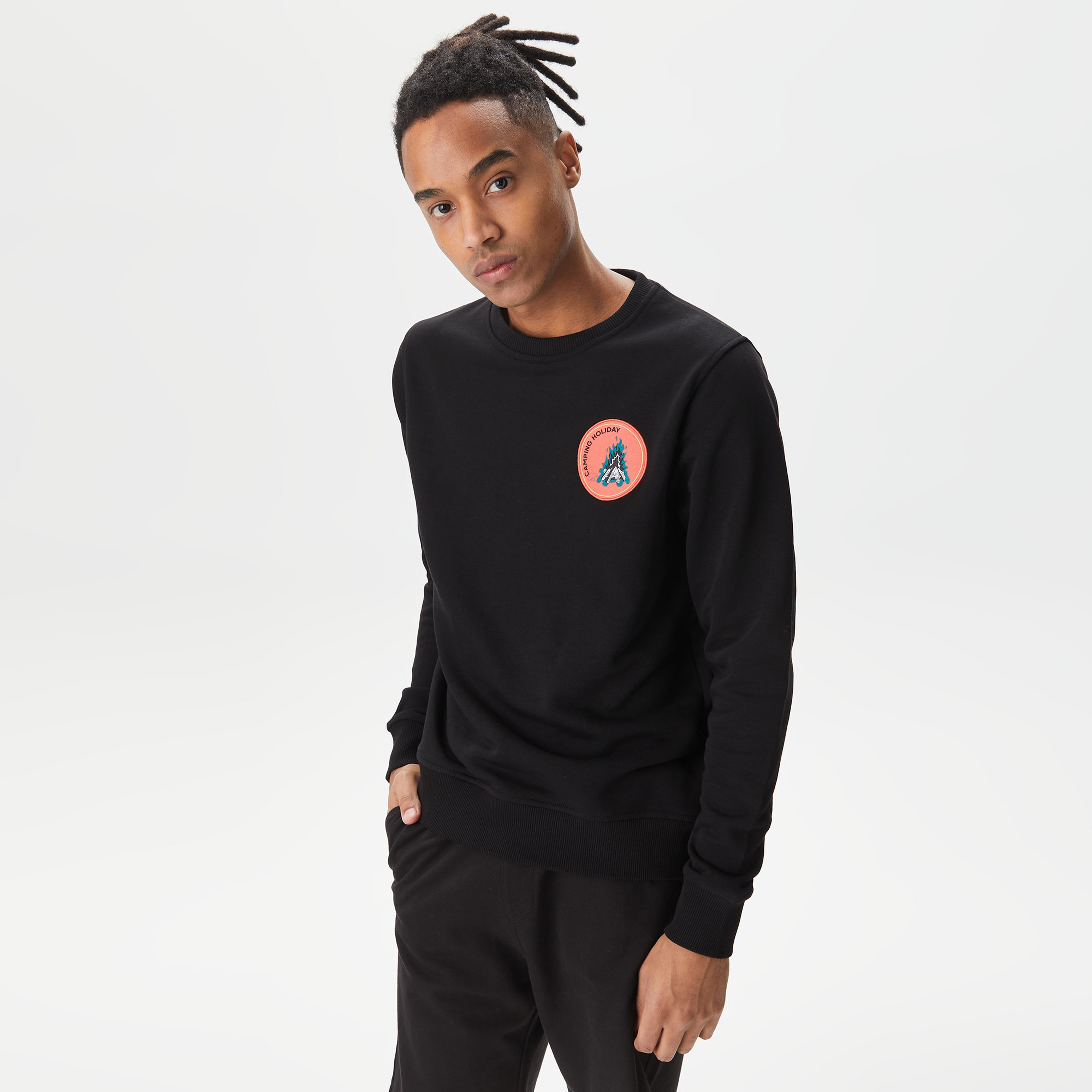 Bad Bear Bonfire Crewneck Erkek Siyah Günlük Sweatshirt