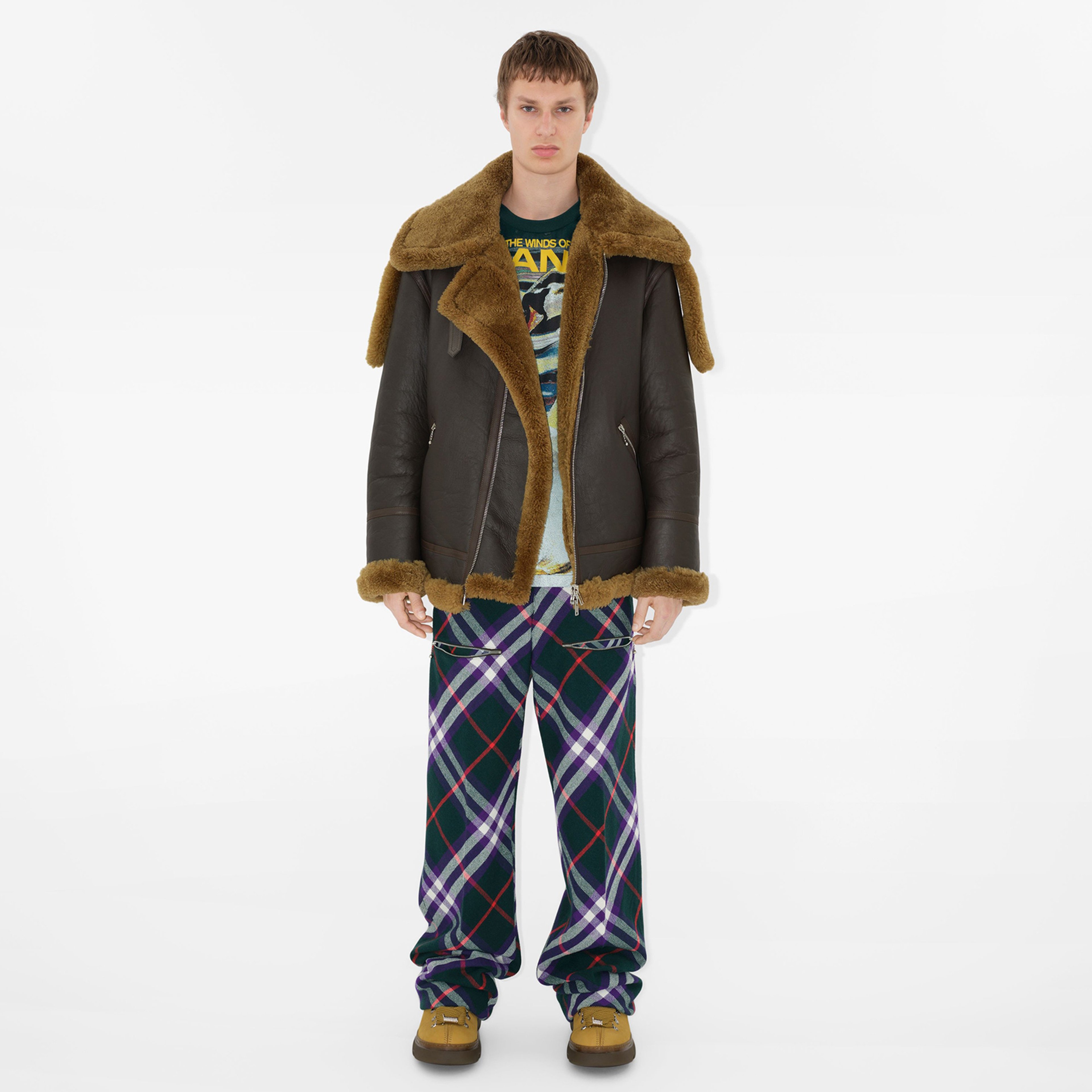 Erkek Kahverengi Deri Mont