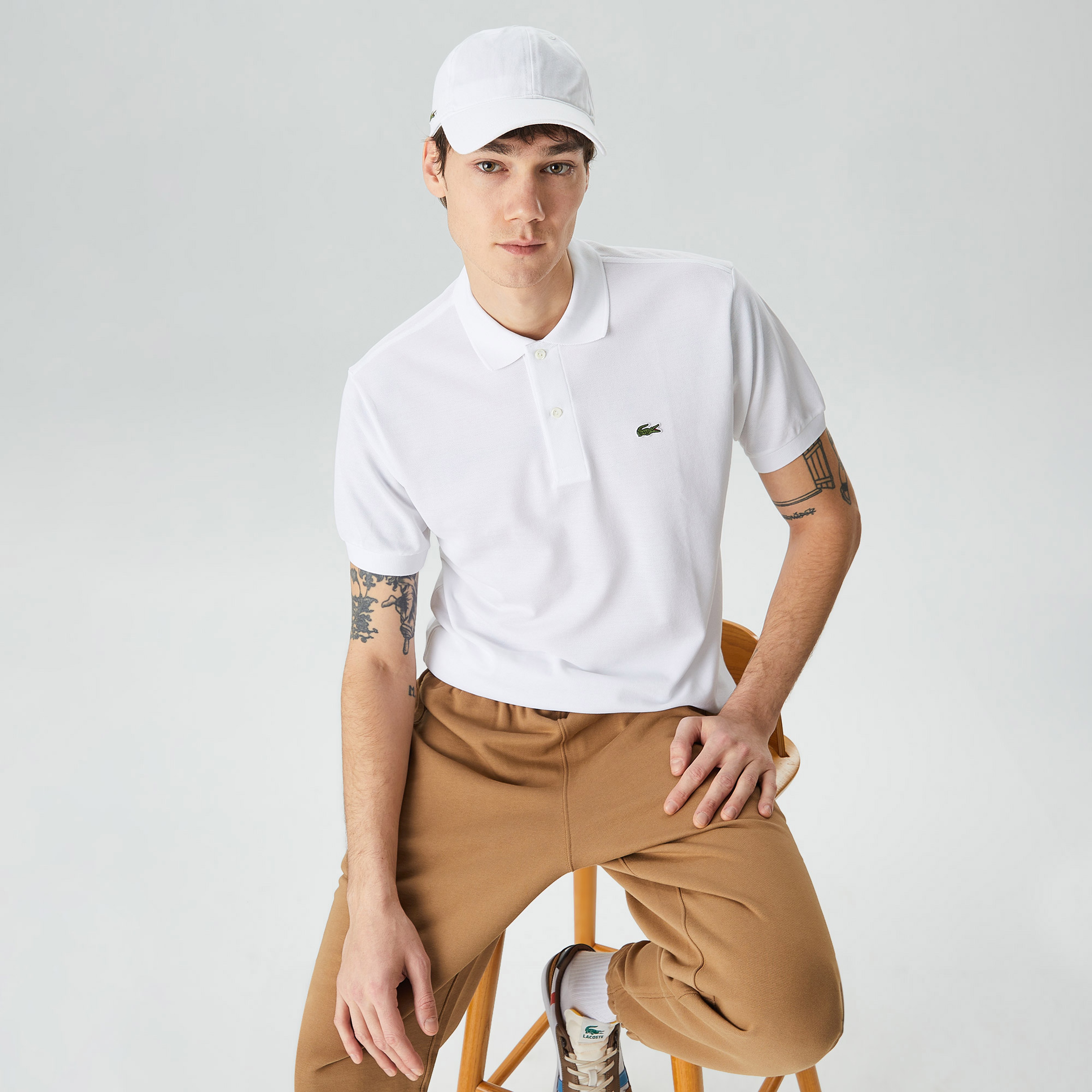 L.12.12 Erkek Classic Fit Beyaz Polo