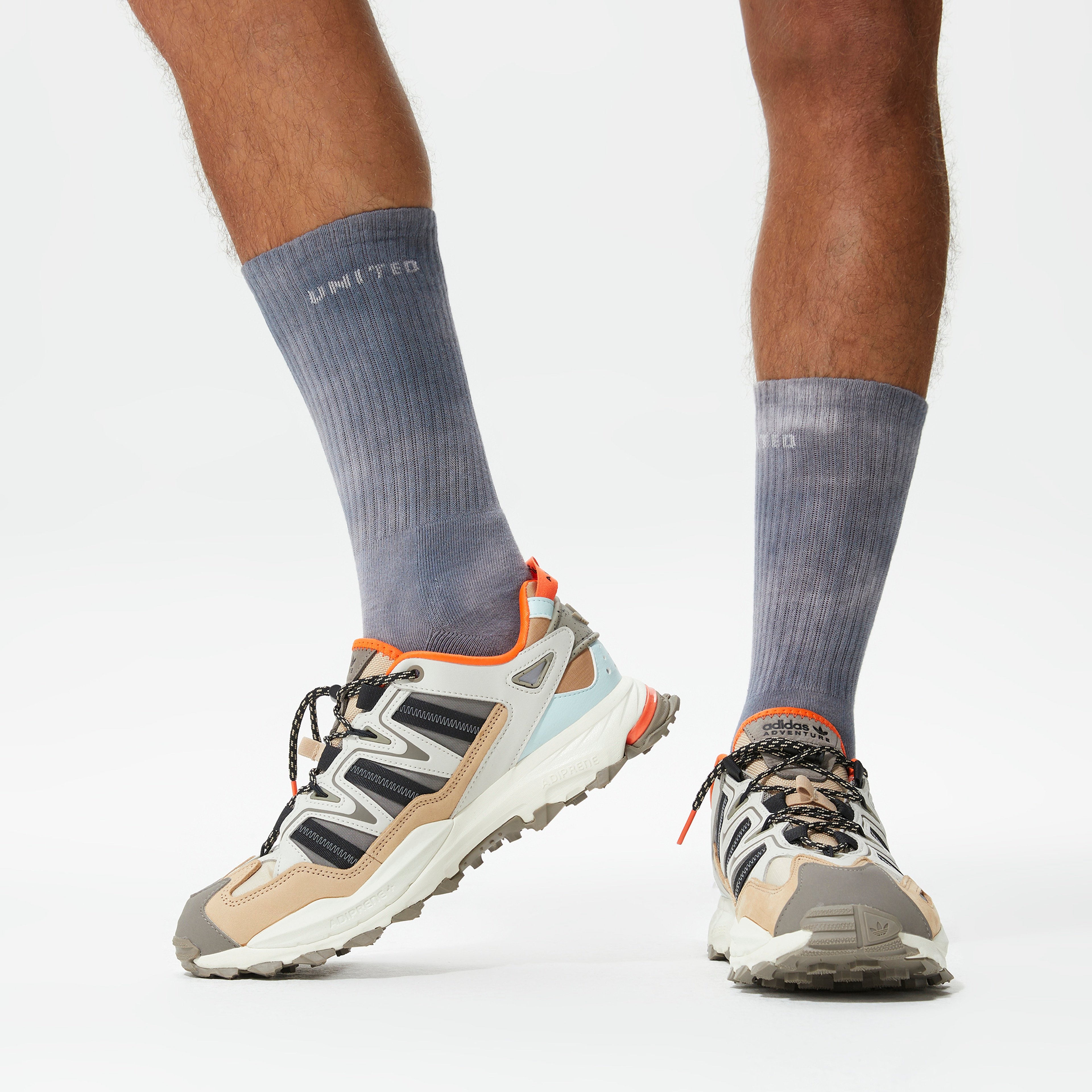 UNITED4 Unisex Gri/Kahverengi 2'li Çorap