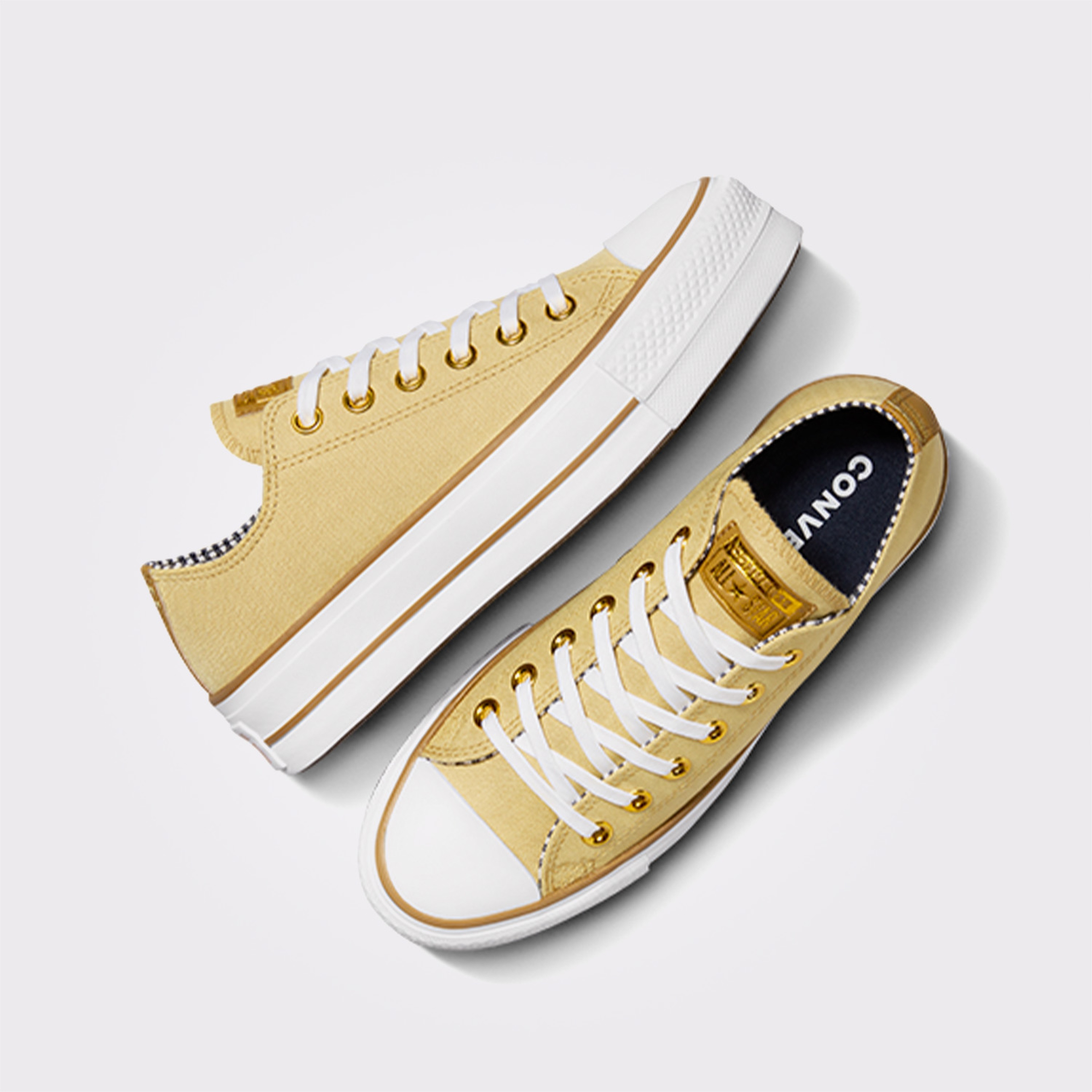 Converse Chuck Taylor All Star Lift Platform Herringbone Stripe Kadın Sarı Sneaker