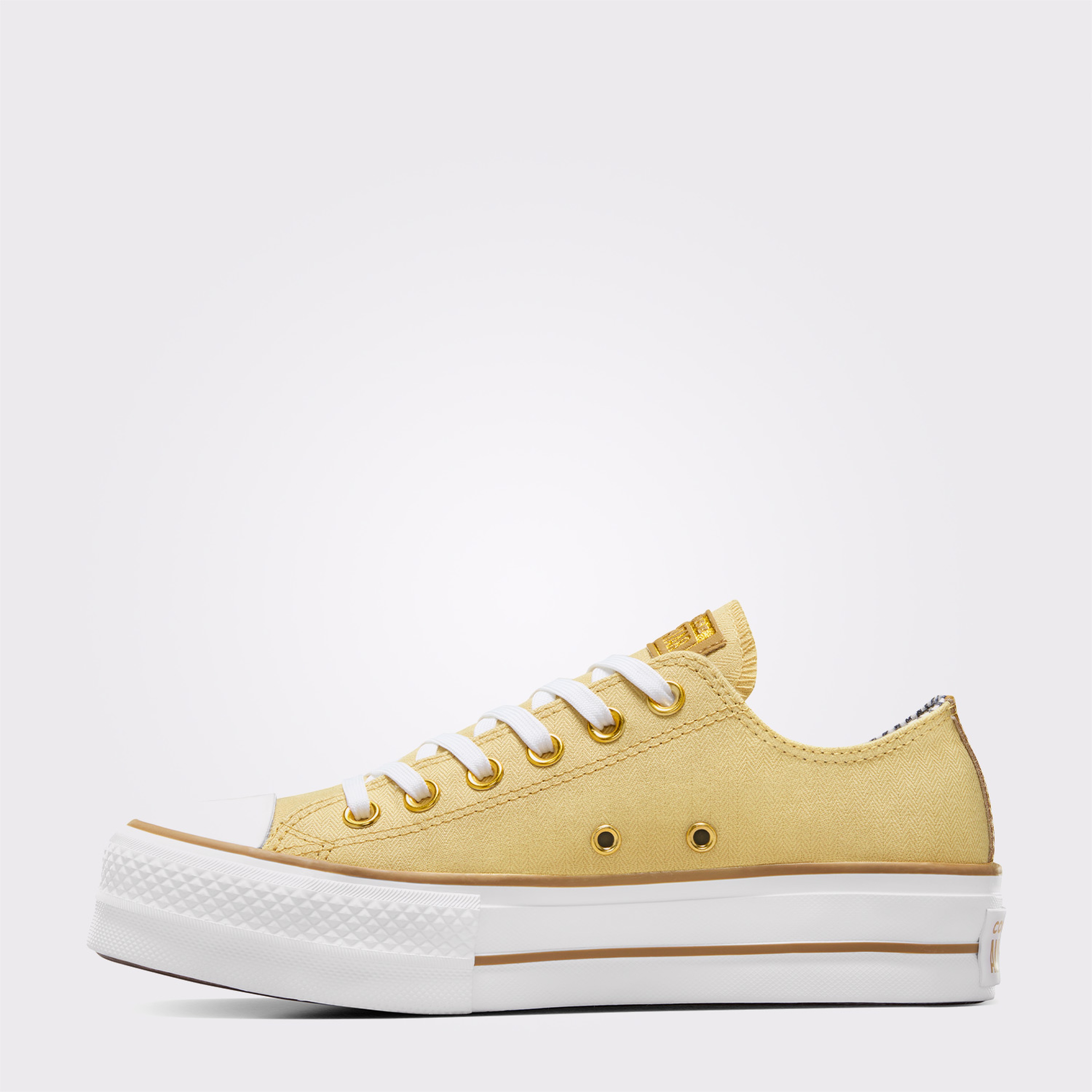 Converse Chuck Taylor All Star Lift Platform Herringbone Stripe Kadın Sarı Sneaker