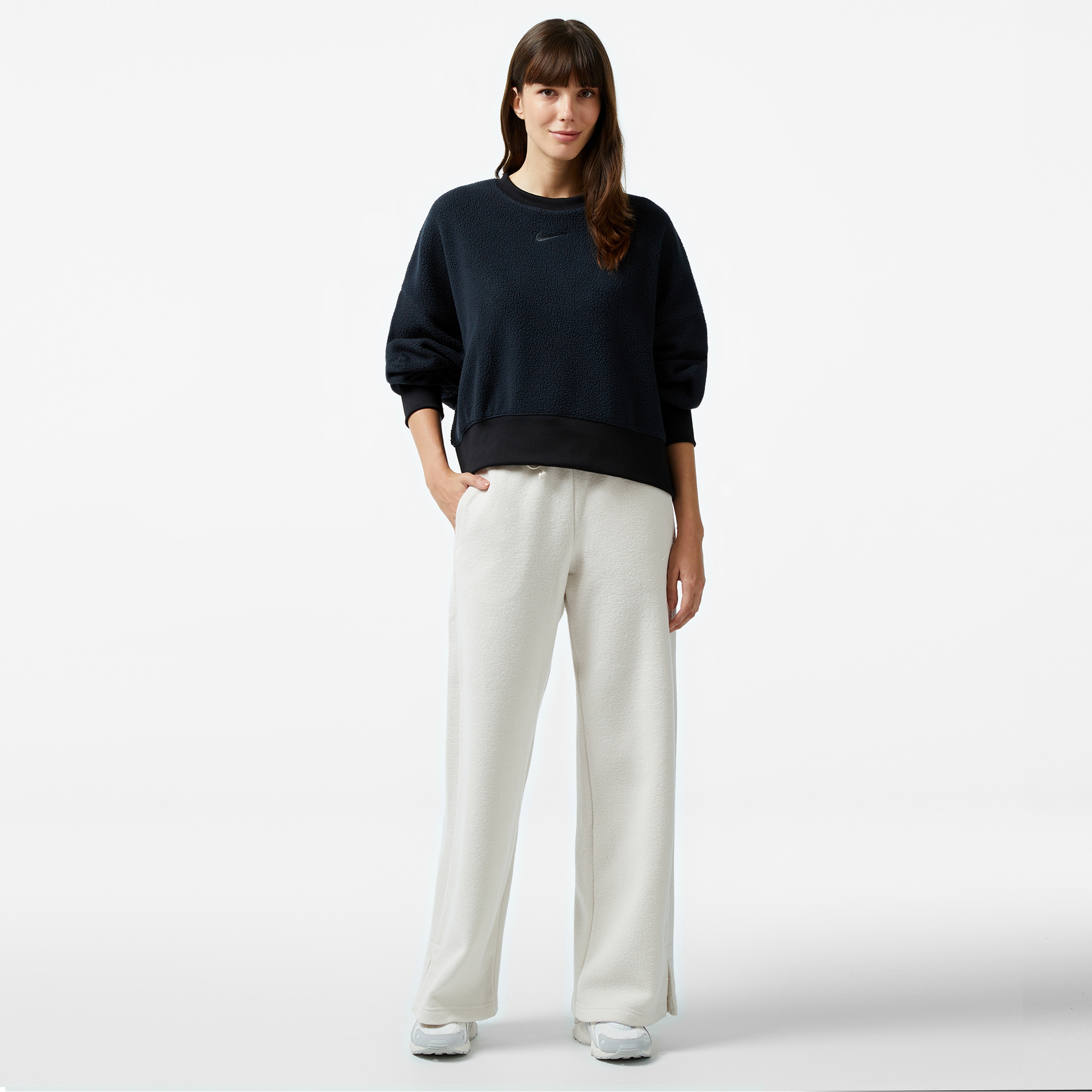 Nike Sportswear Plush Kısa Sıfır Yaka Kadın Siyah Sweatshirt