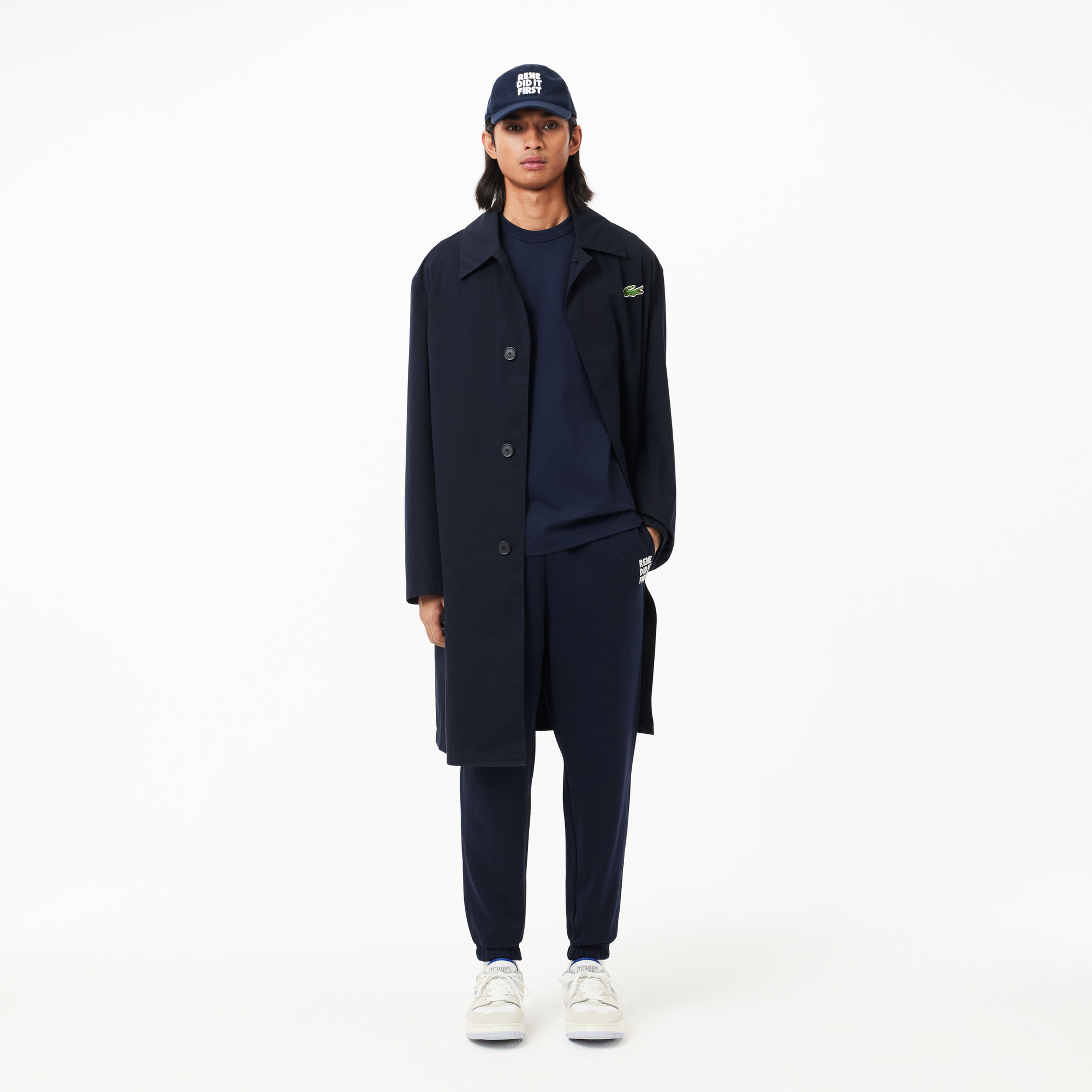 Unisex Classic Fit Bisiklet Yaka Baskılı Lacivert T-Shirt