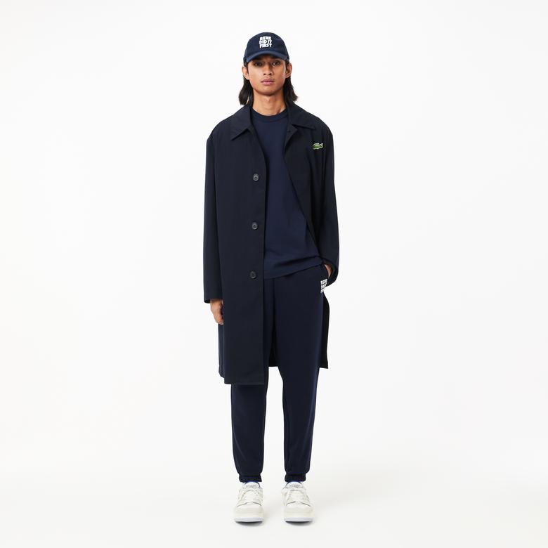 Unisex Classic Fit Bisiklet Yaka Baskılı Lacivert T-Shirt