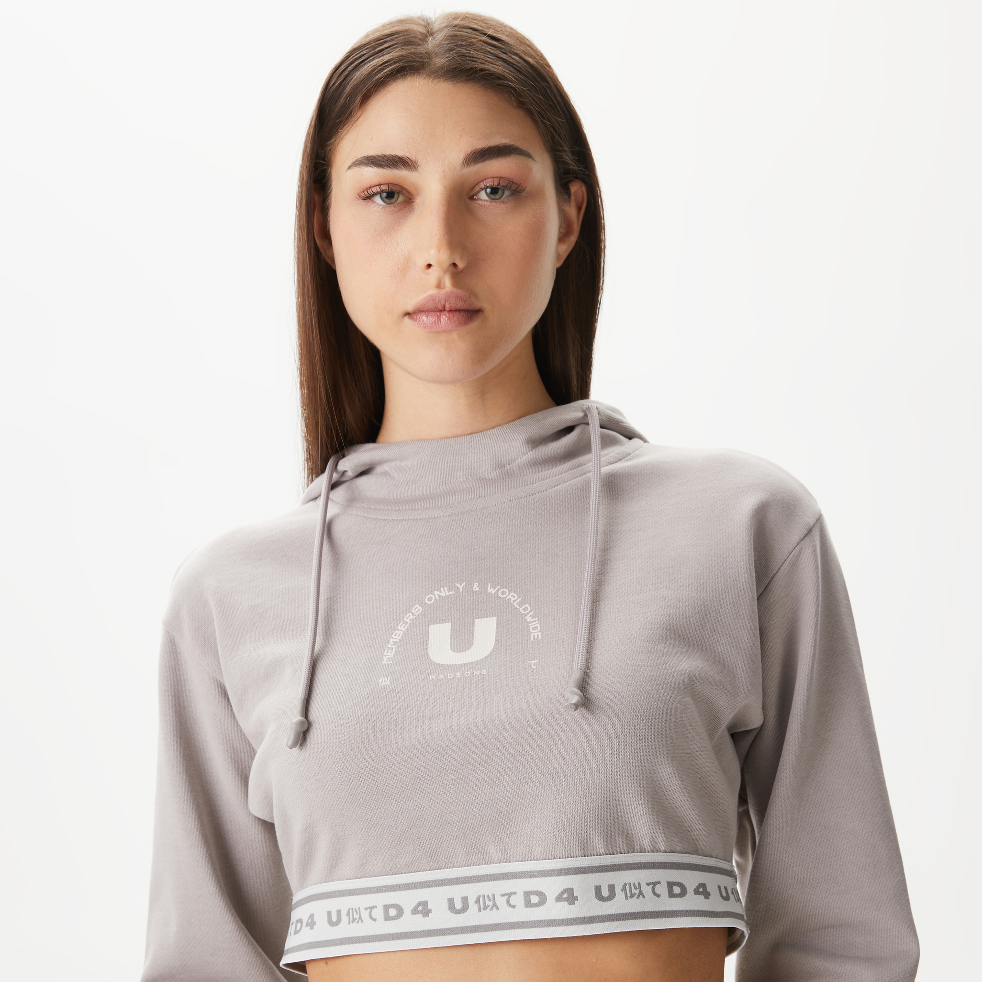 UNITED4 Kadın Gri Crop Sweatshirt