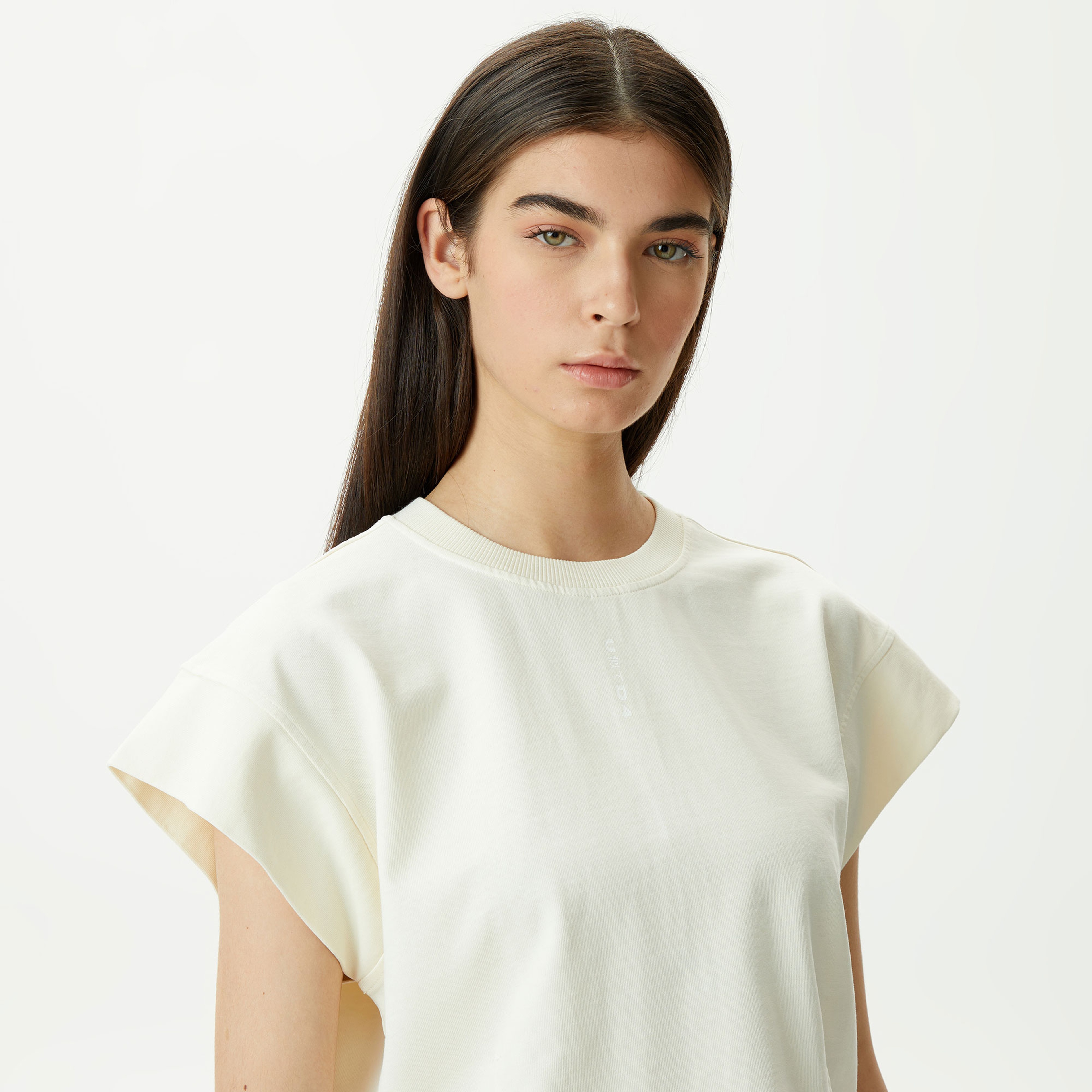 UNITED4 Classic Kadın Krem Crop T-Shirt