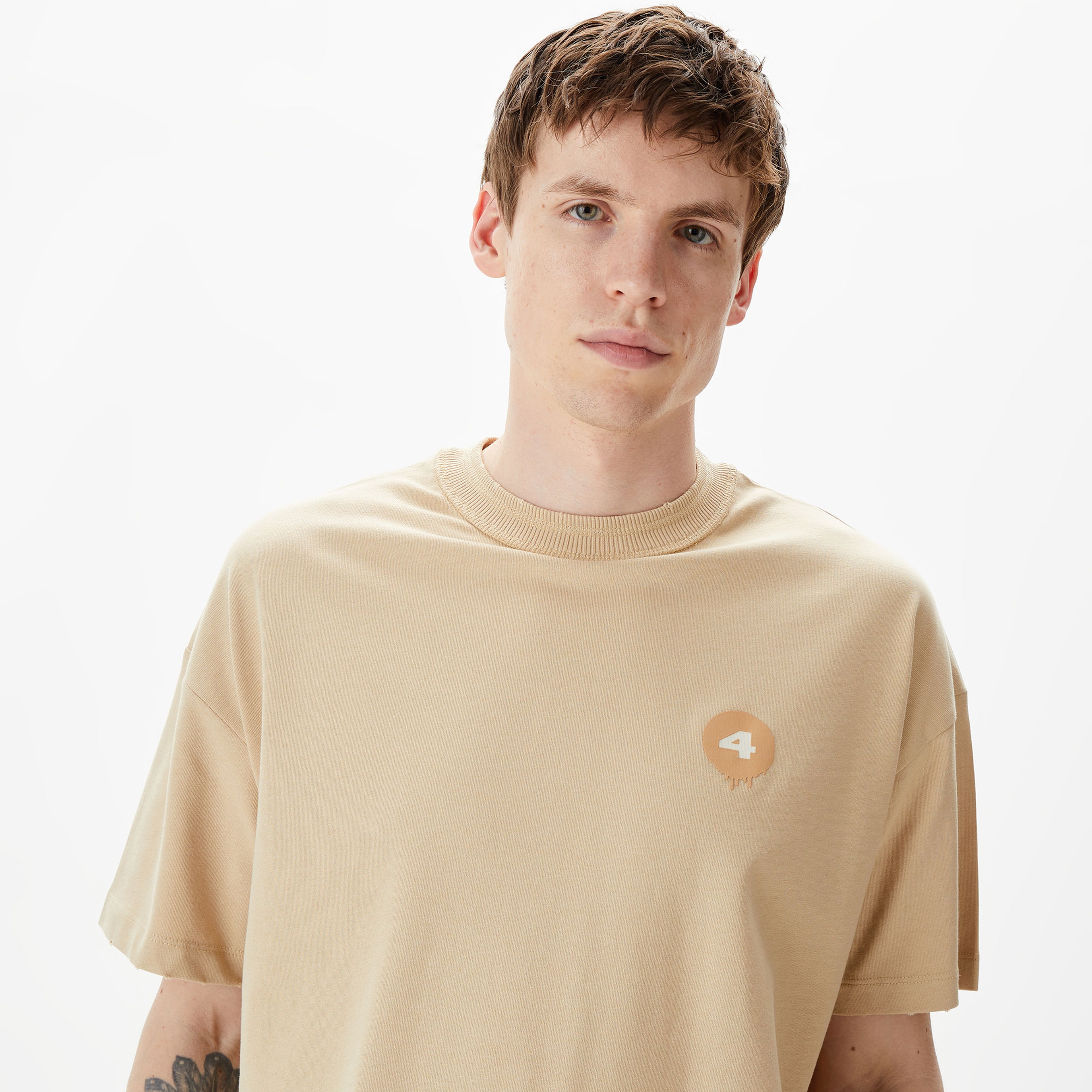 UNITED4 Erkek Krem T-Shirt