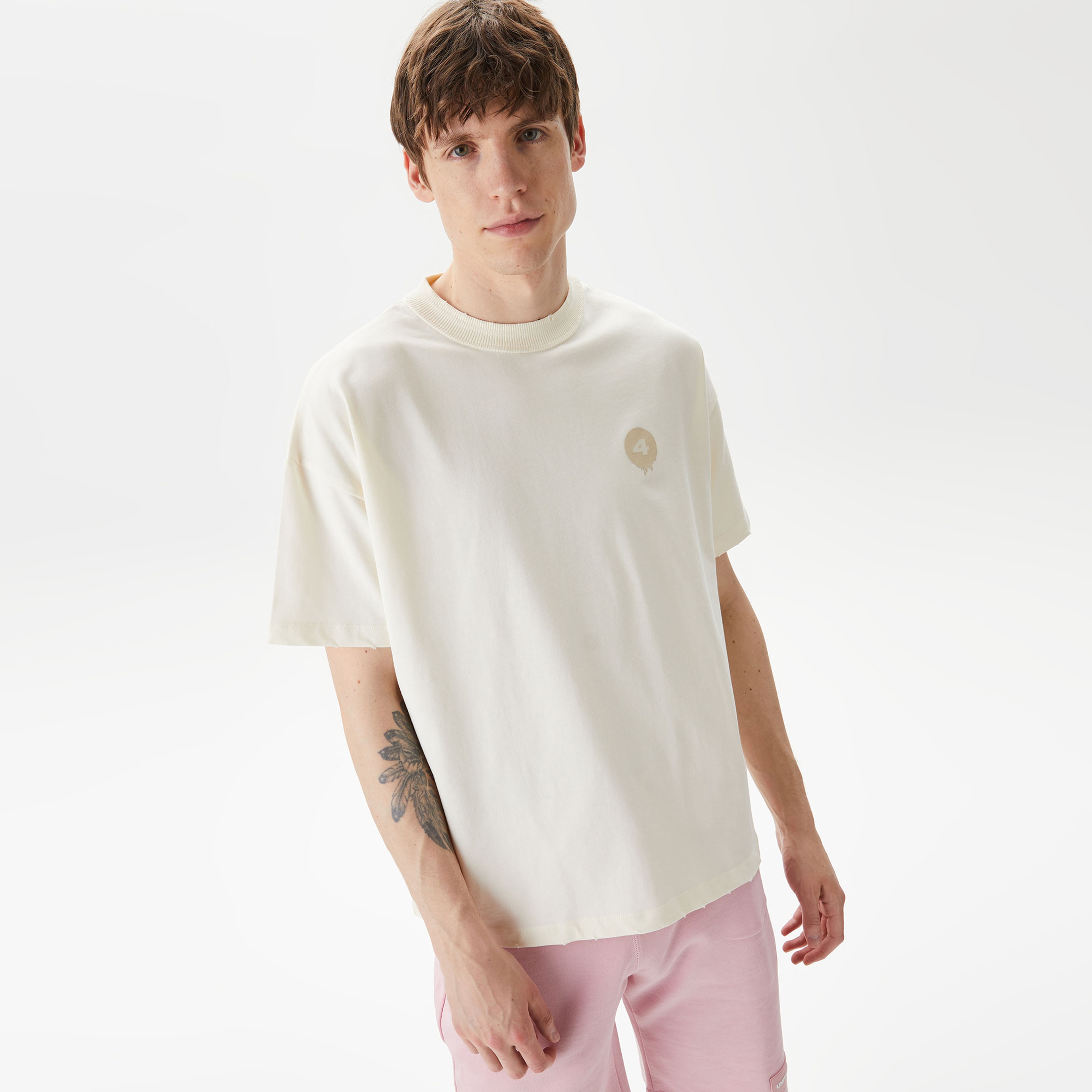 UNITED4 Erkek Krem T-Shirt