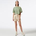 UNITED4 Kadın Haki Crop T-Shirt