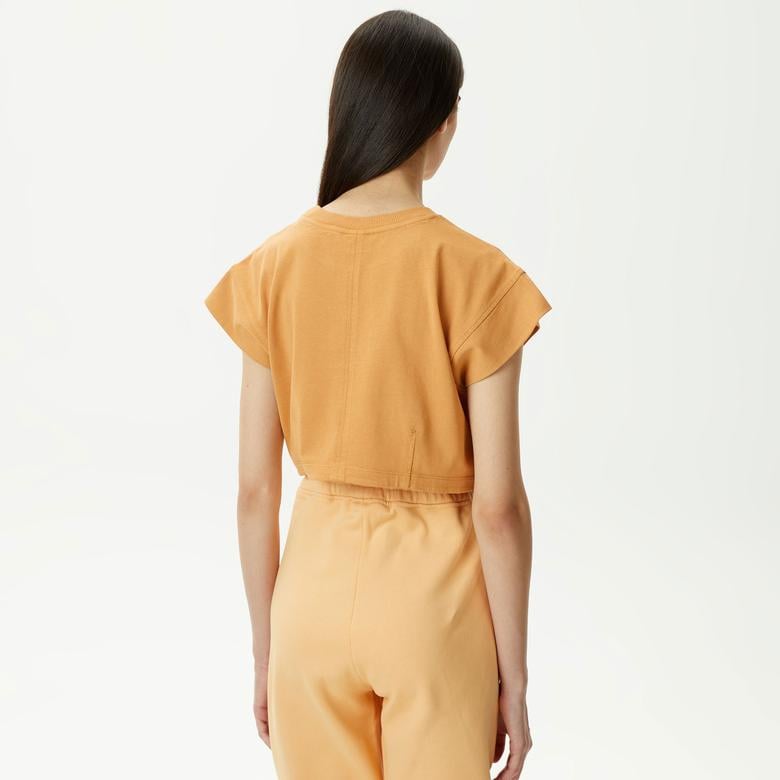 UNITED4 Kadın Kahverengi Crop T-Shirt