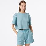 UNITED4 Kadın Mavi Crop T-Shirt