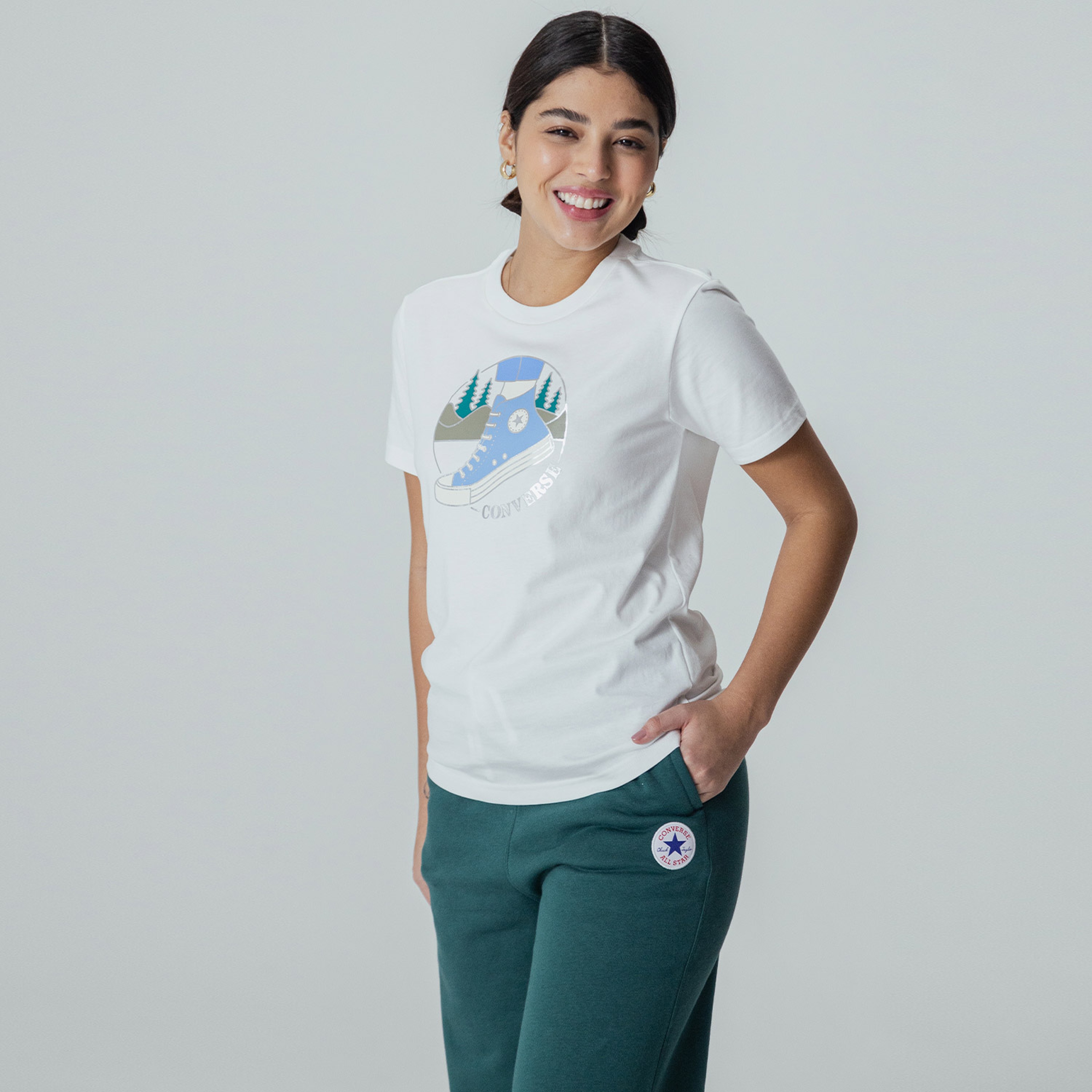 Converse On The Trails Kadın Beyaz T-Shirt