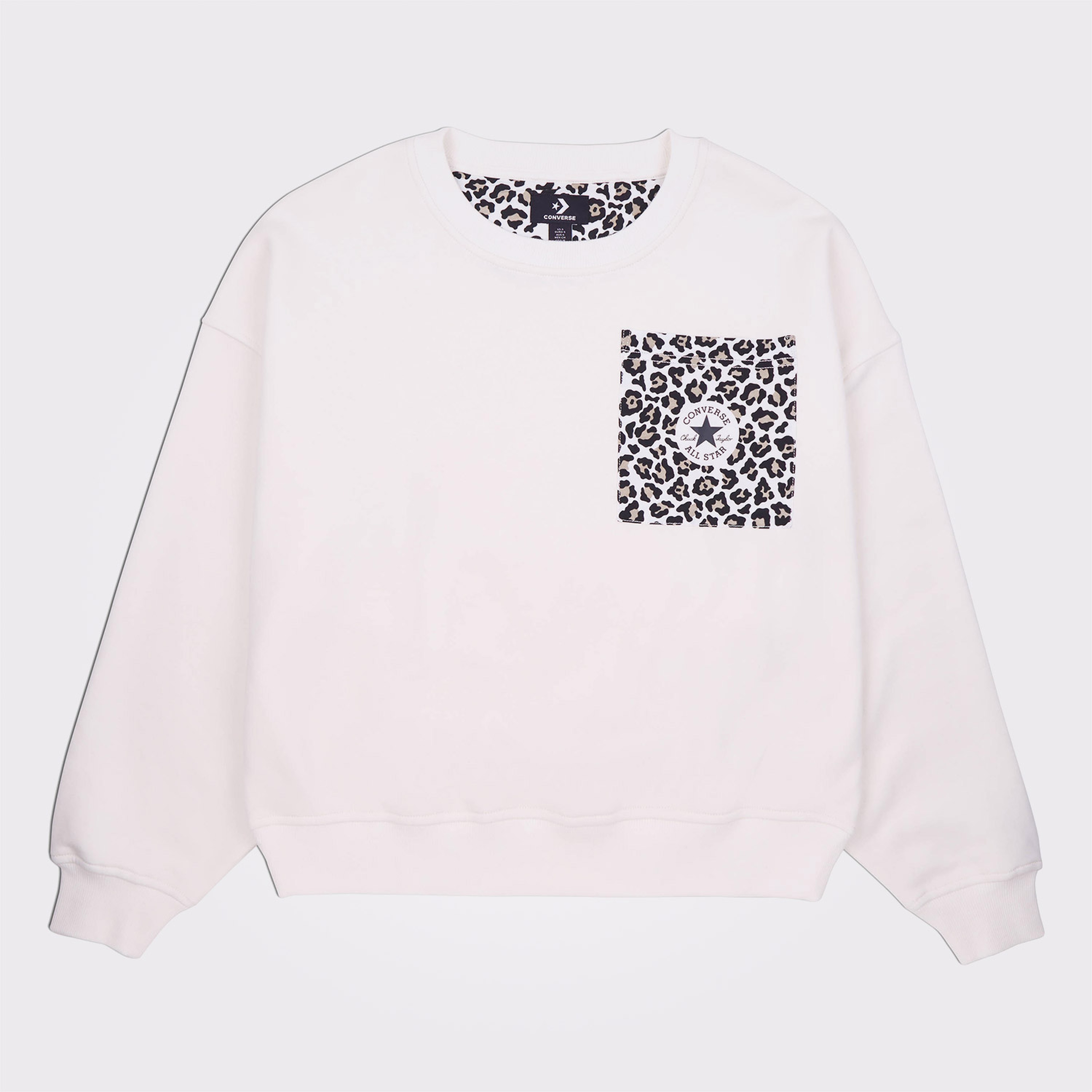 Converse Leopard Crew Kadın Siyah T-Shirt