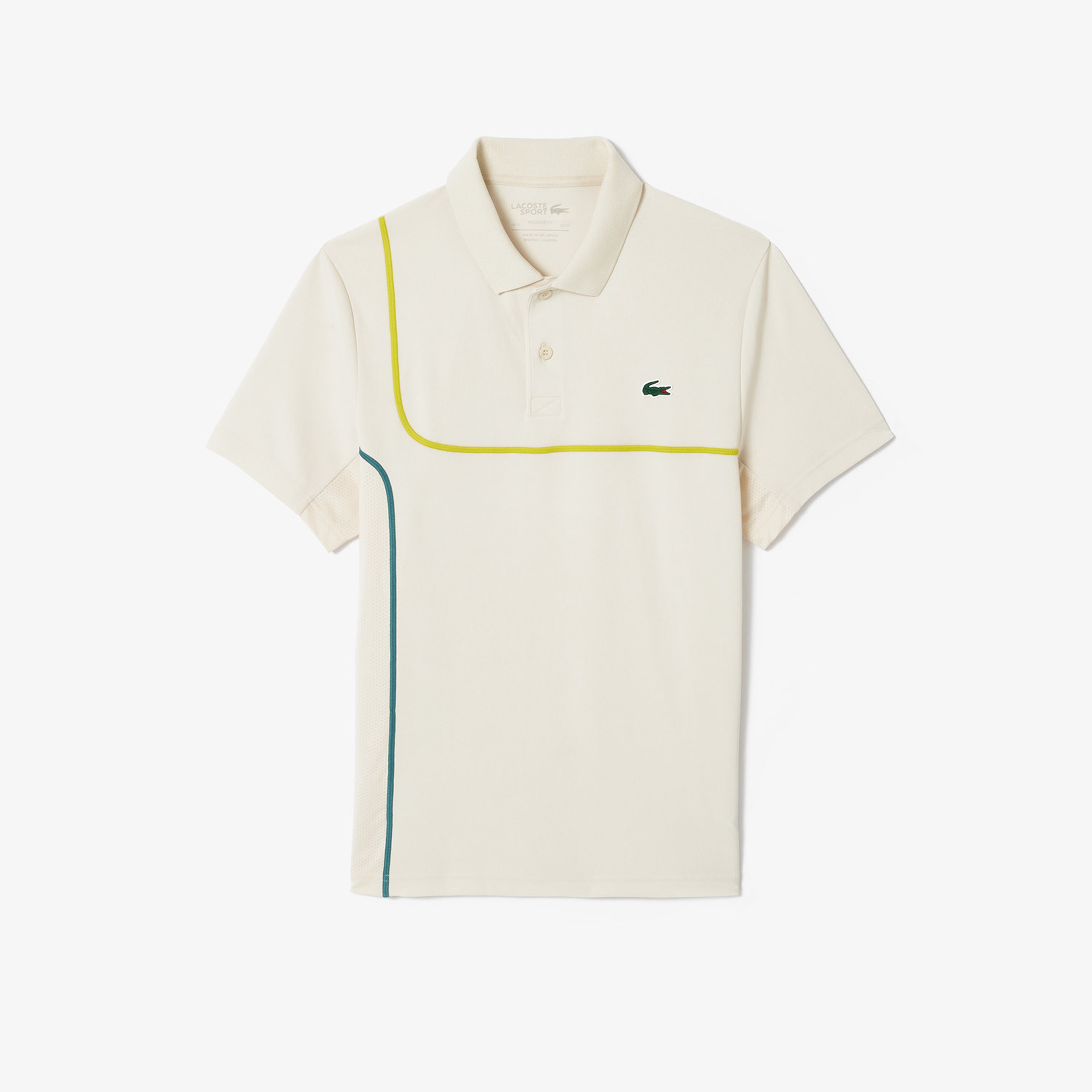 Erkek Regular Fit Renk Bloklu Beyaz Tenis Polo