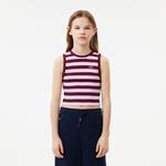 Çocuk Kolsuz Bisiklet Yaka Çizgili Pembe T-Shirt