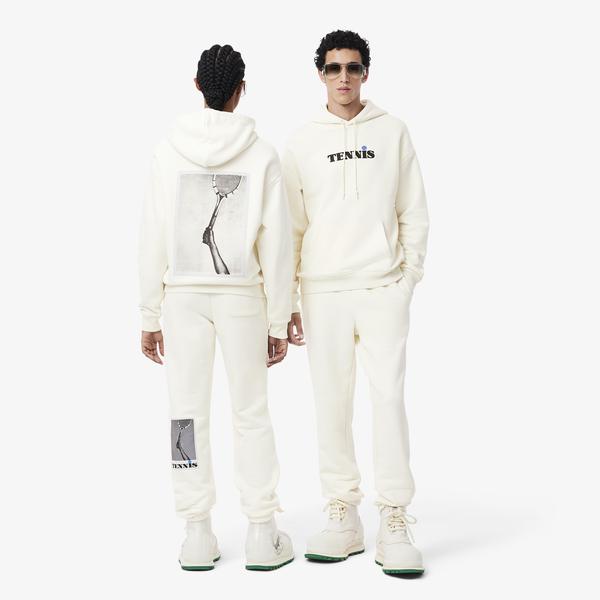 FW24 RUNWAY Unisex Regular Fit Baskılı Beyaz Eşofman Altı