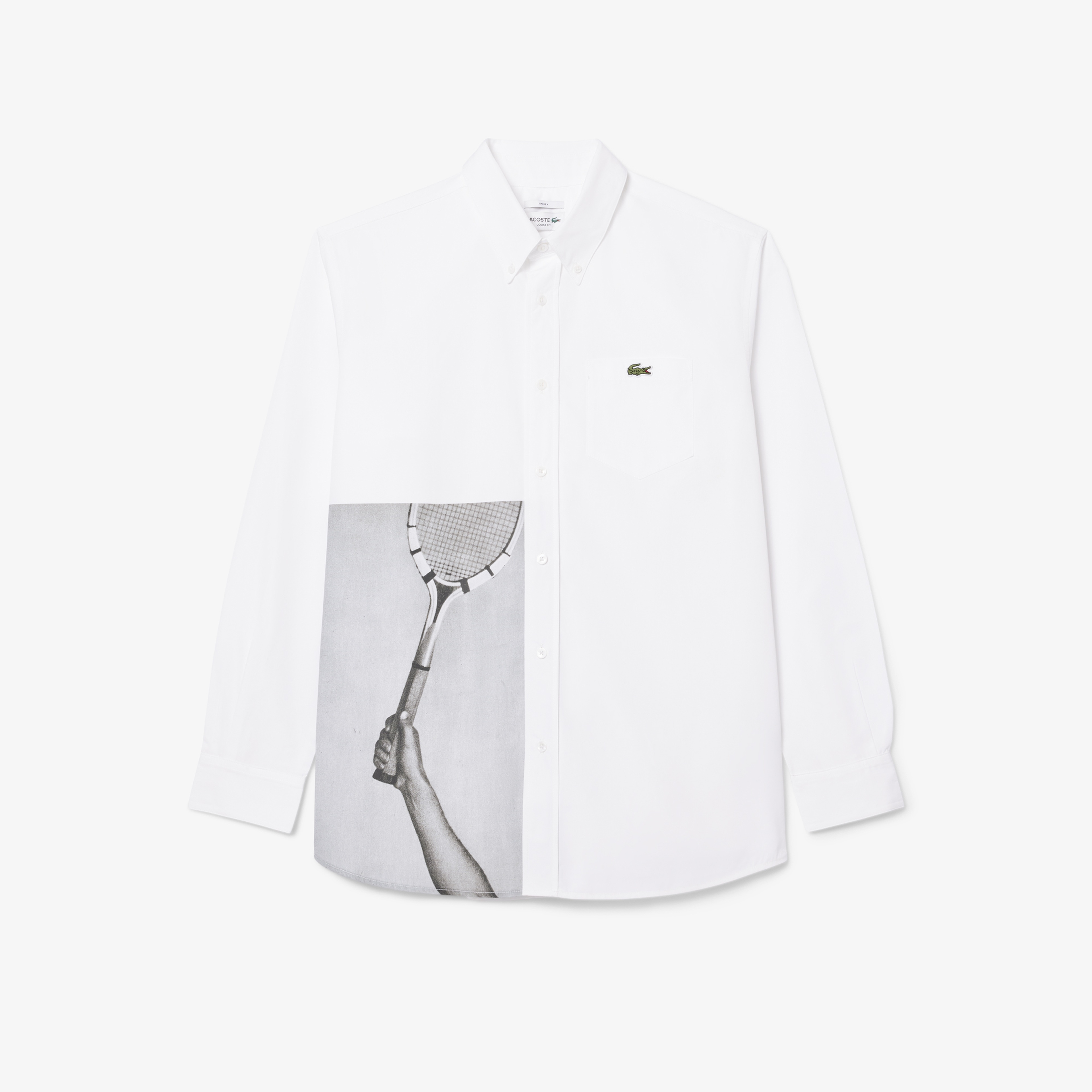 FW24 RUNWAY Unisex Loose Fit Baskılı Beyaz Gömlek