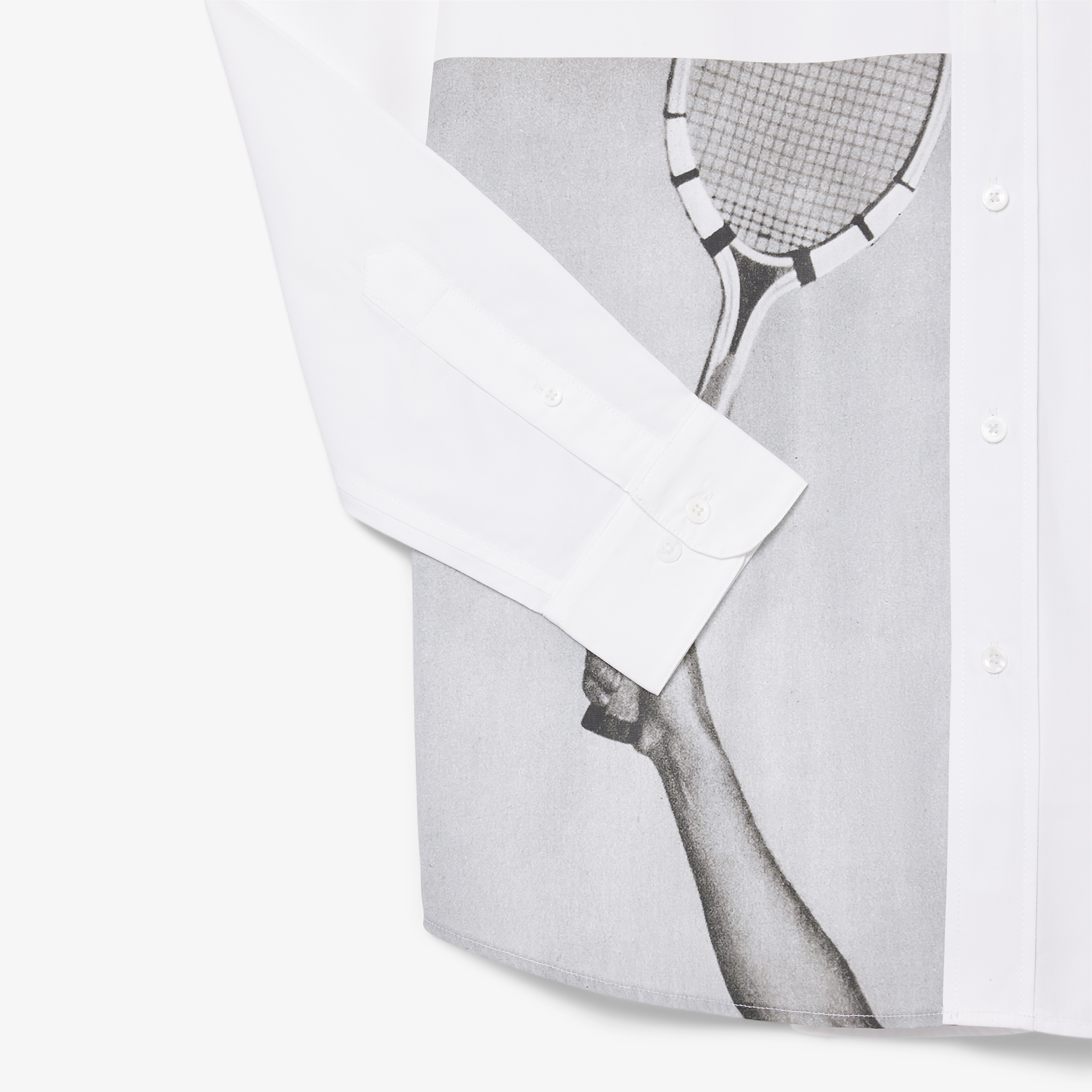 FW24 RUNWAY Unisex Loose Fit Baskılı Beyaz Gömlek